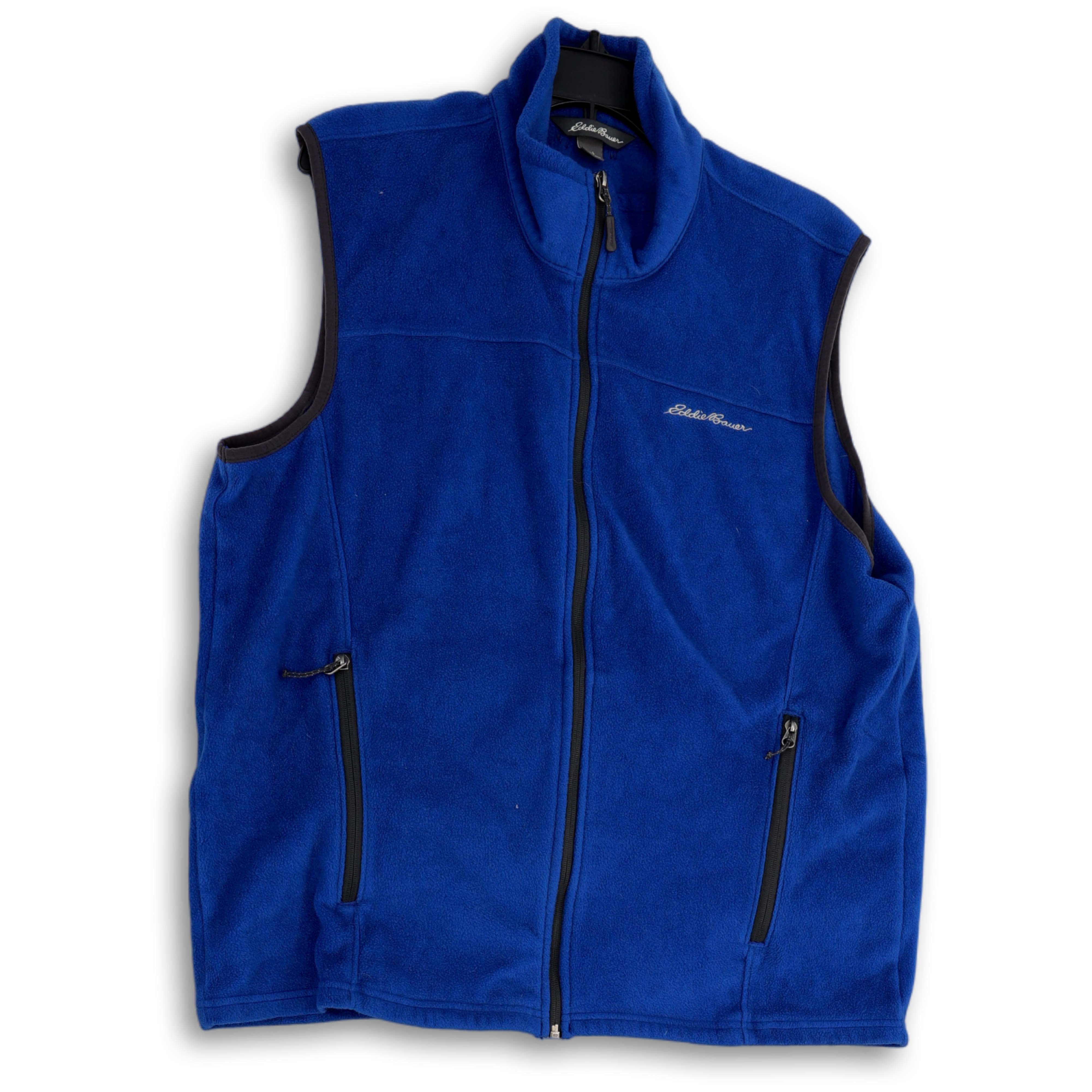 Buy Mens Blue Fleece Mock Neck Sleeveless Pockets Full-Zip Vest Size Large  for USD 33.99 | GoodwillFinds