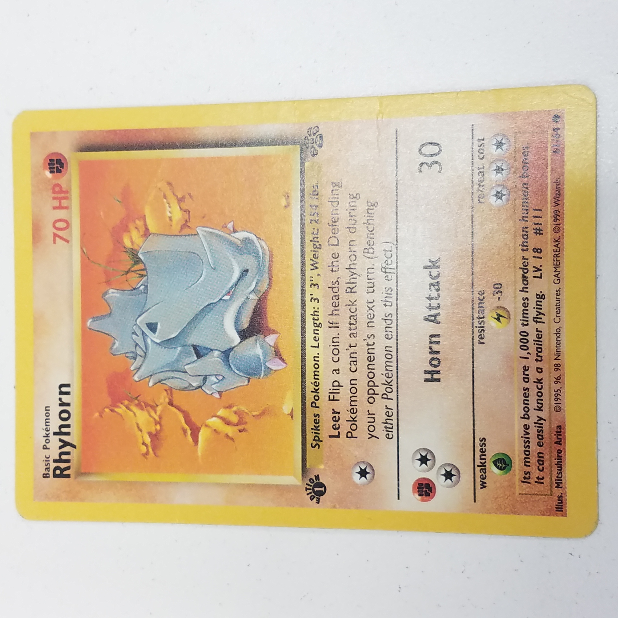 Buy the Pokemon TCG 1st Edition Rhyhorn Basic 1995 to 1999 Non Holo ...