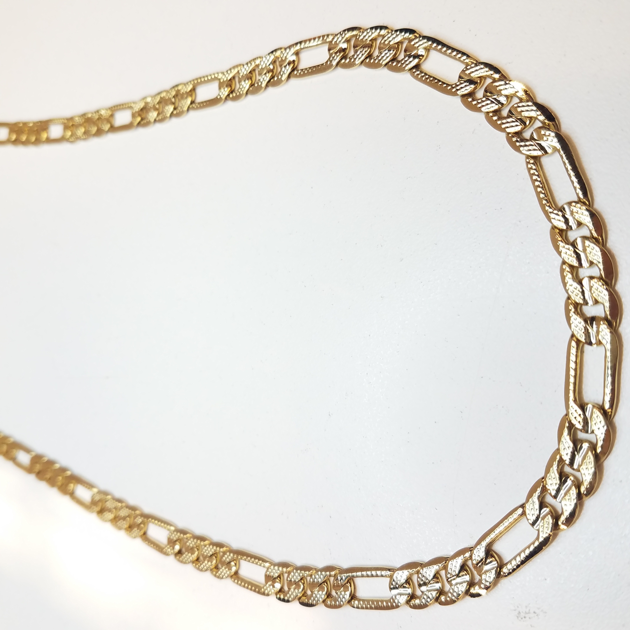 Buy the Gold Tone Textured Figaro Chain Necklace 33.4g | GoodwillFinds