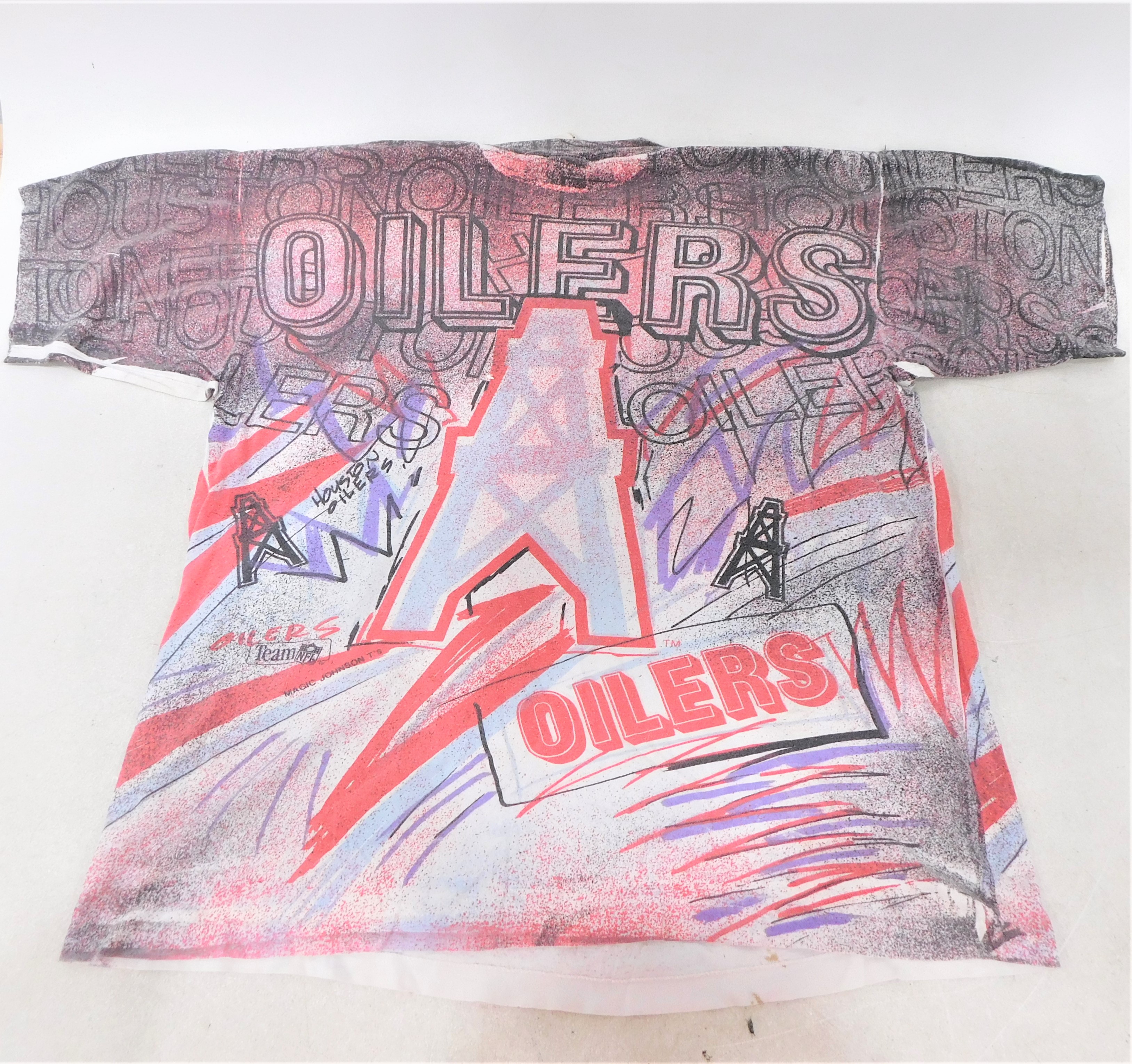 Buy the Vintage Magic Johnson Houston Oilers NFL T-shirt Size