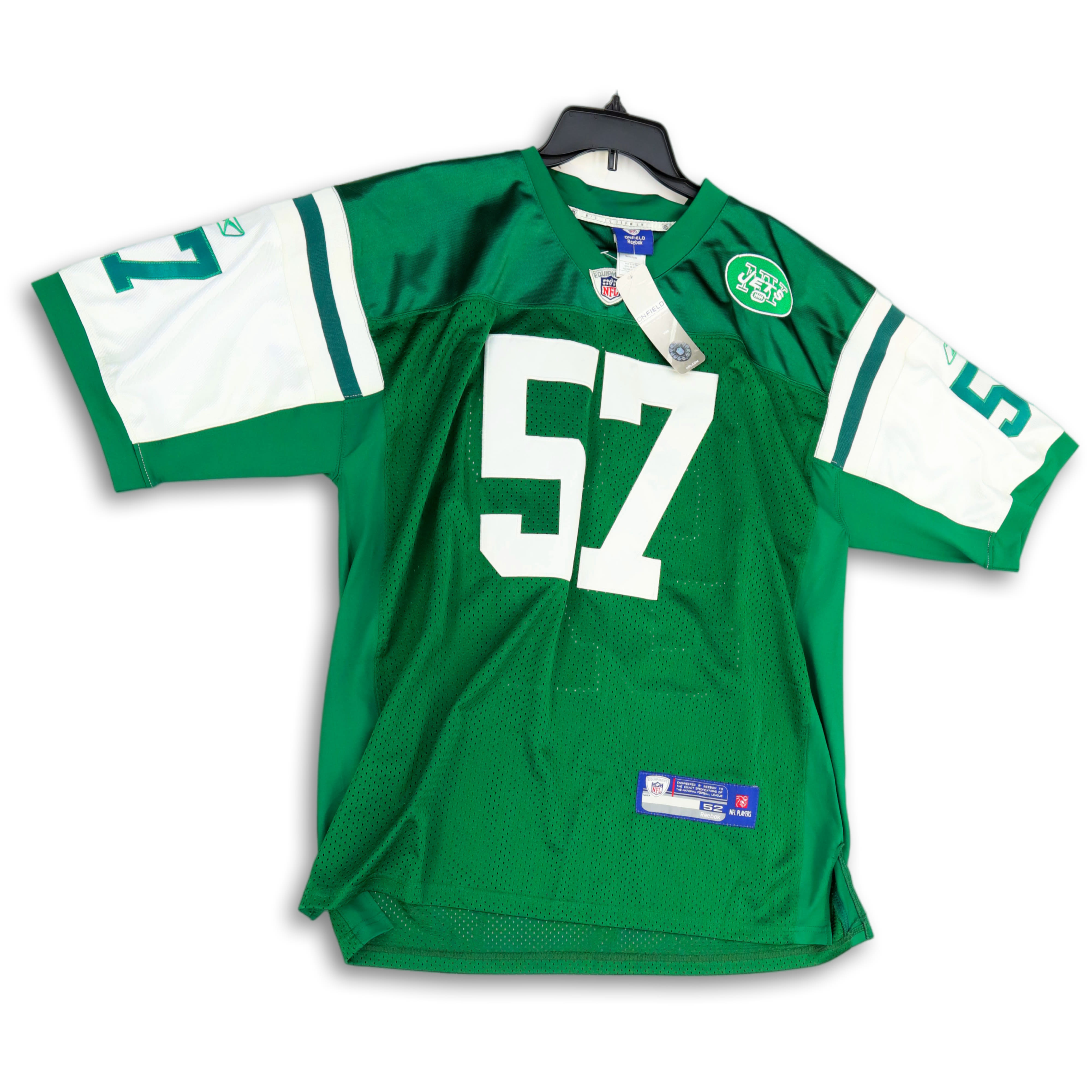 Buy the NWT Mens Green White New York Jets Scott #57 NFL Football