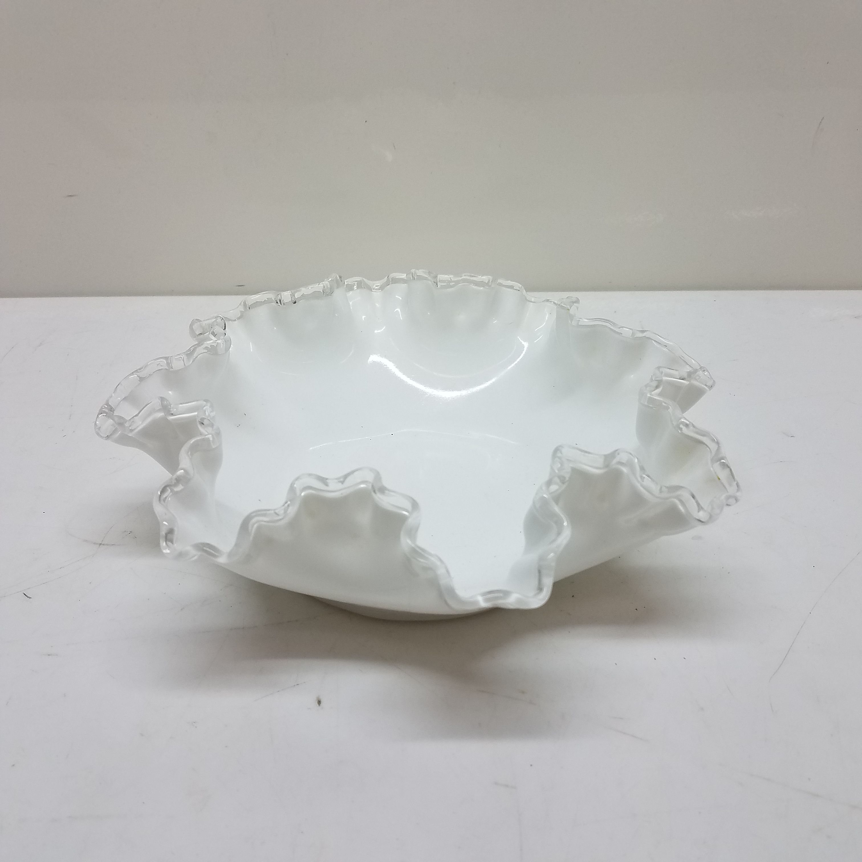 Buy the Vintage Fenton Silvercrest Ruffled Edge Bowl | GoodwillFinds