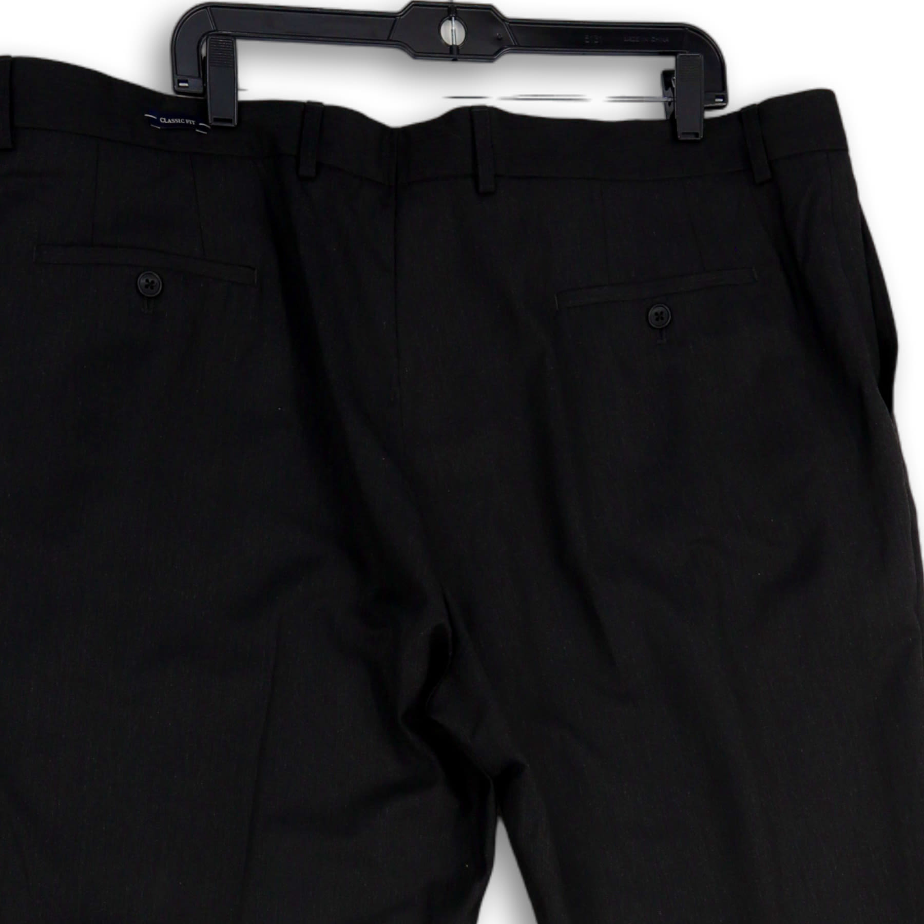 Buy the NWT Mens Black Flat Front Slash Pocket Straight Leg Dress Pants Size  44x34