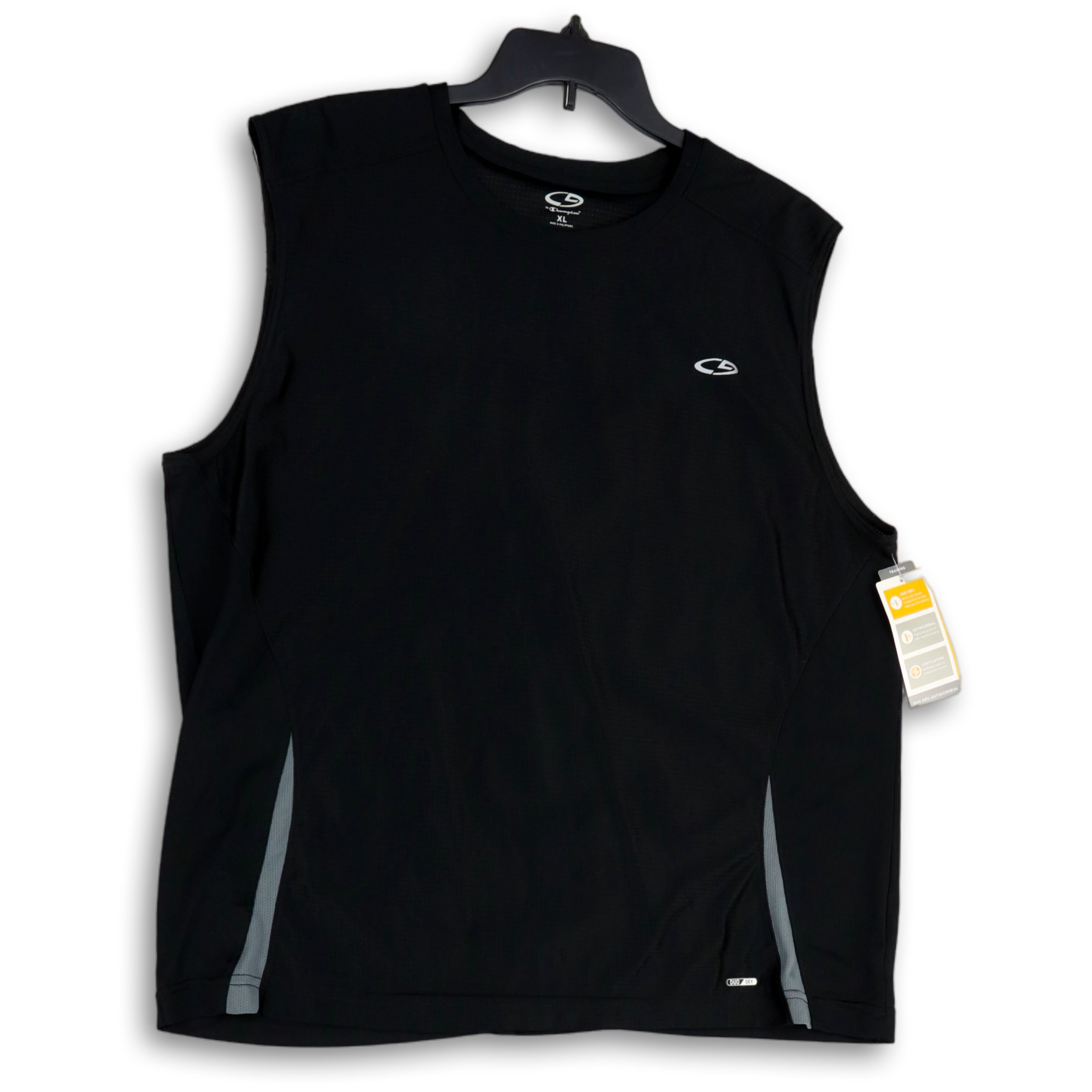 Buy the NWT Mens Black Round Neck Sleeveless Pullover Muscle Tank