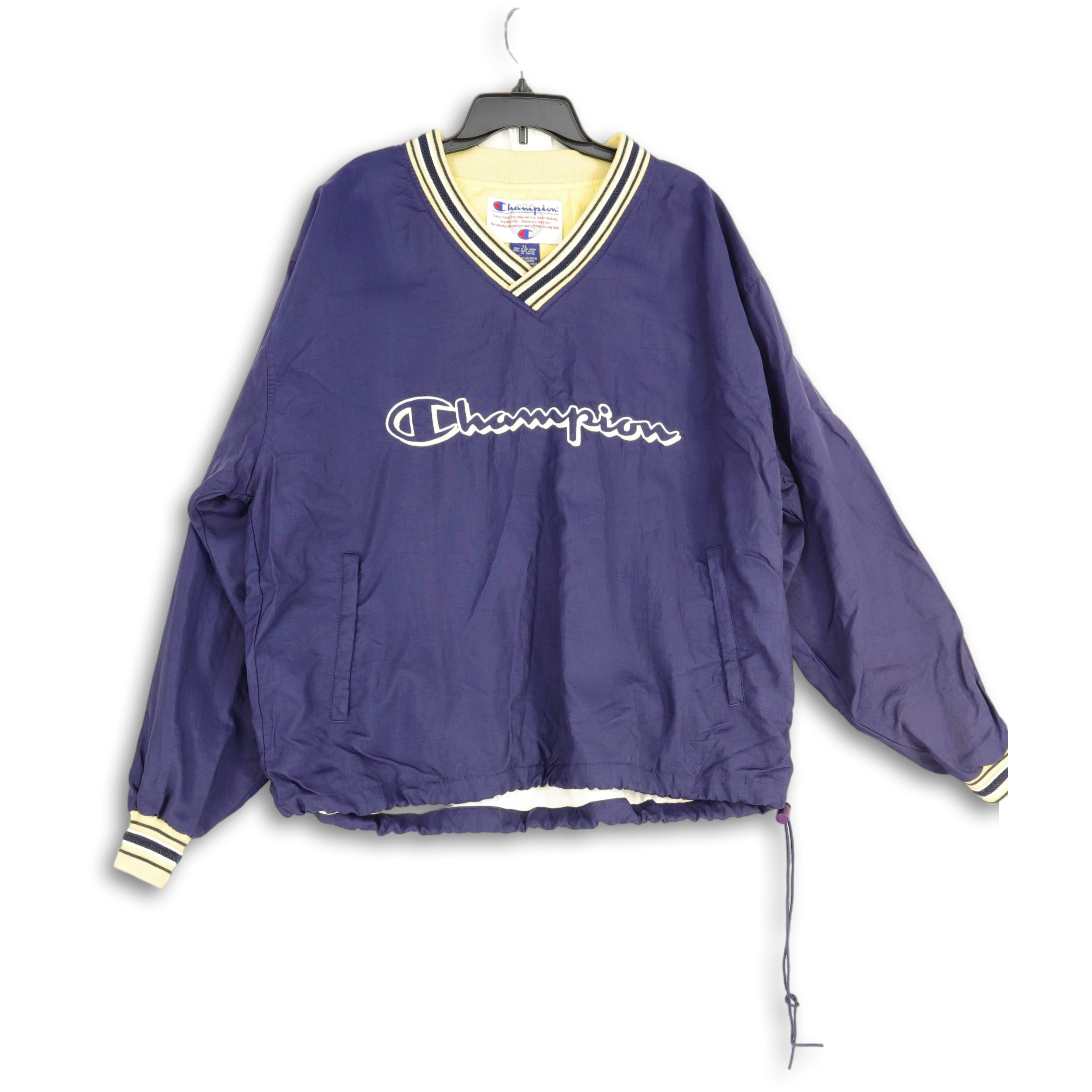 Buy Mens Blue V-Neck Long Sleeve Pullover Windbreaker Jacket Size XL for  USD 35.99 | GoodwillFinds