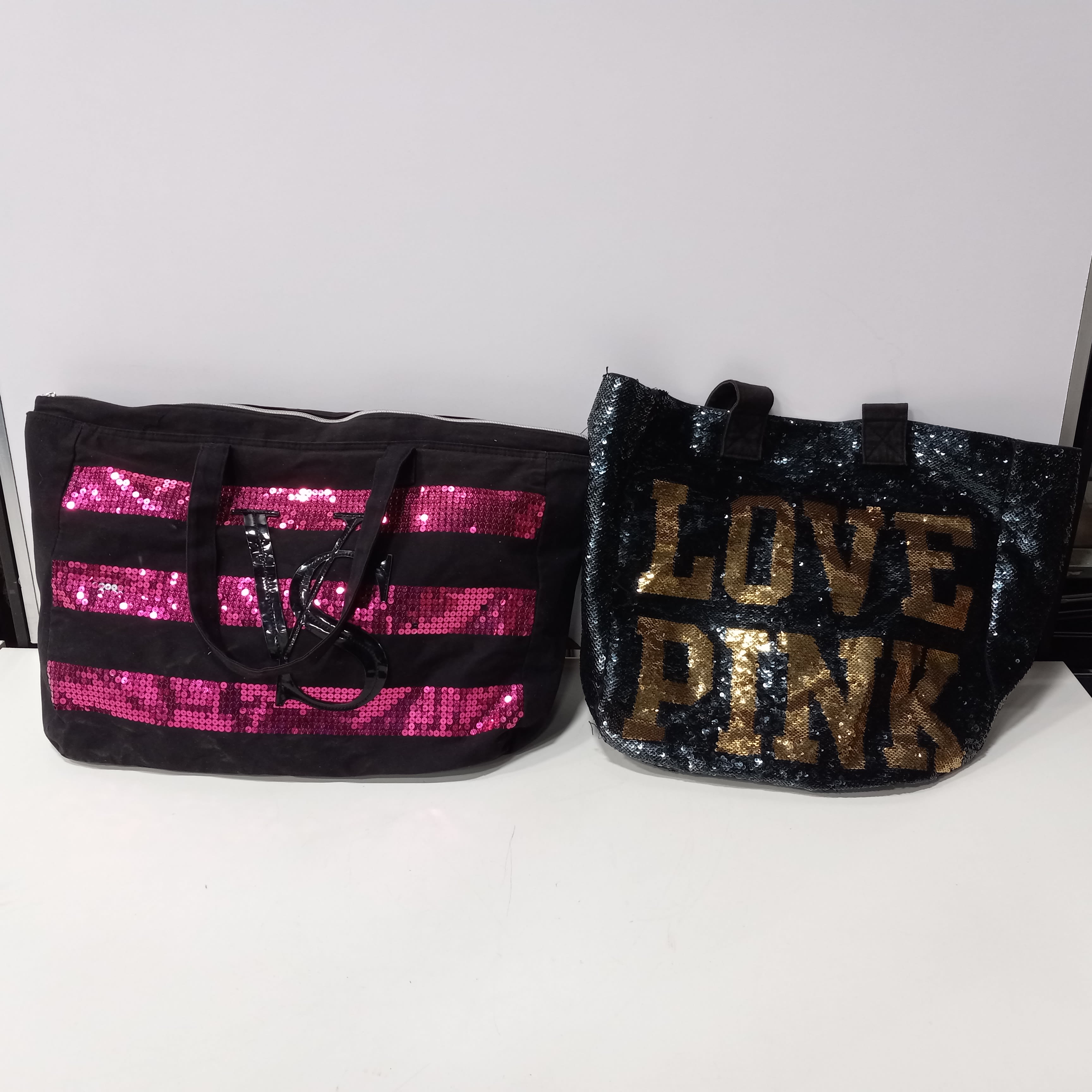 Buy the 2PC Victoria s Secret Sequin s Tote Bags GoodwillFinds