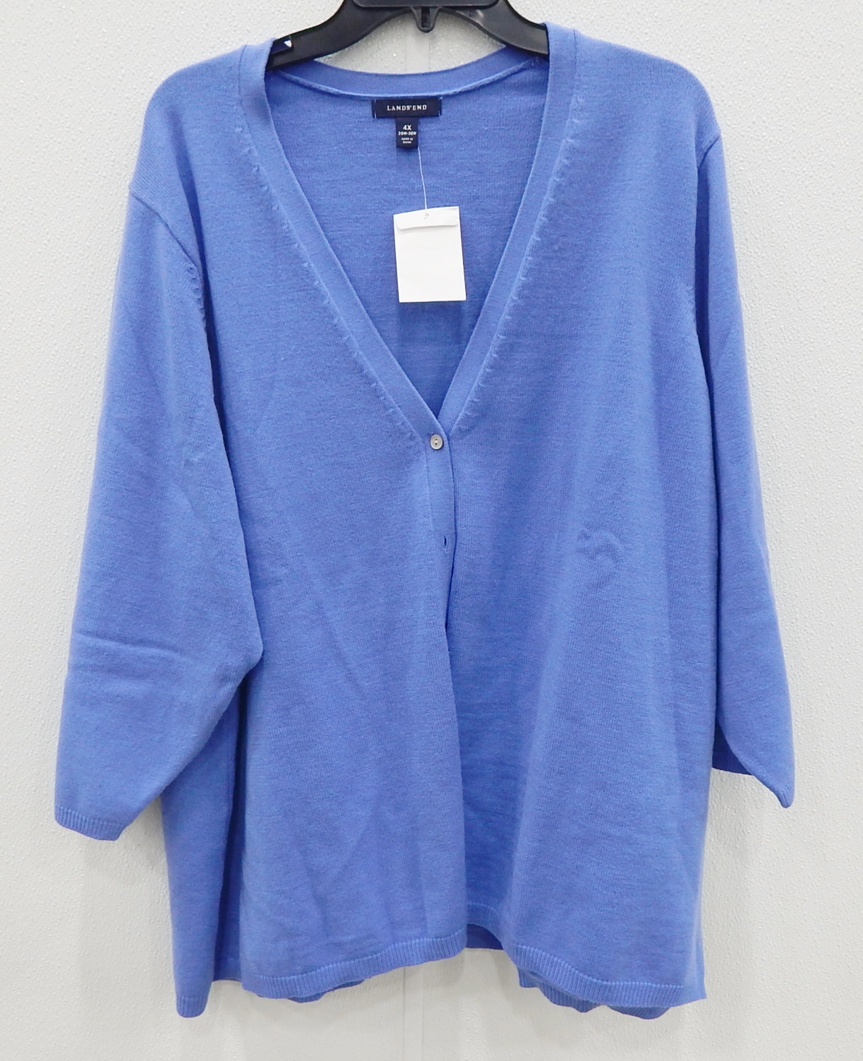 Buy the Lands End Baggy Blue Cardigain Size 4X | GoodwillFinds