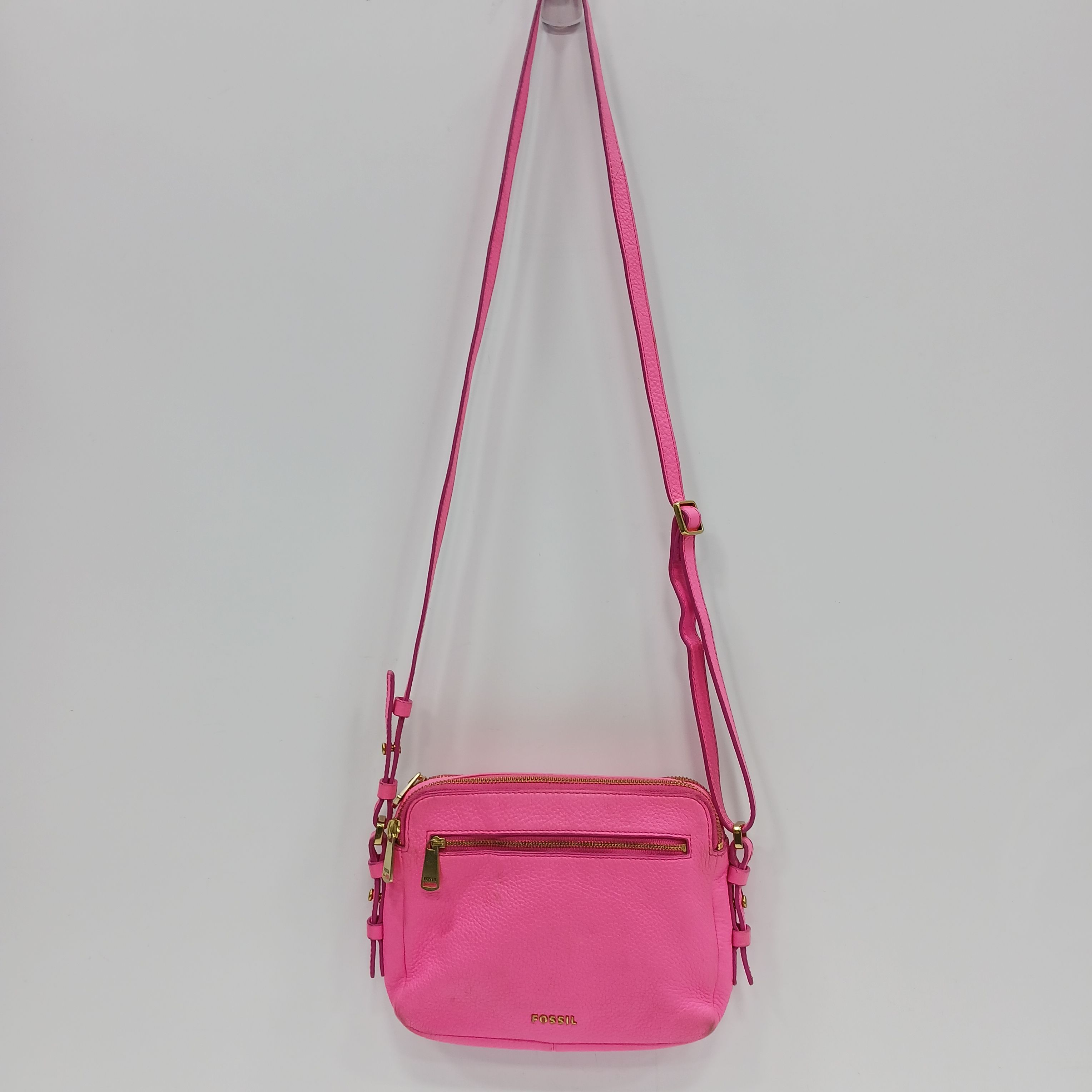 Buy the Fossil Bright Pink Crossbody Bag Purse GoodwillFinds