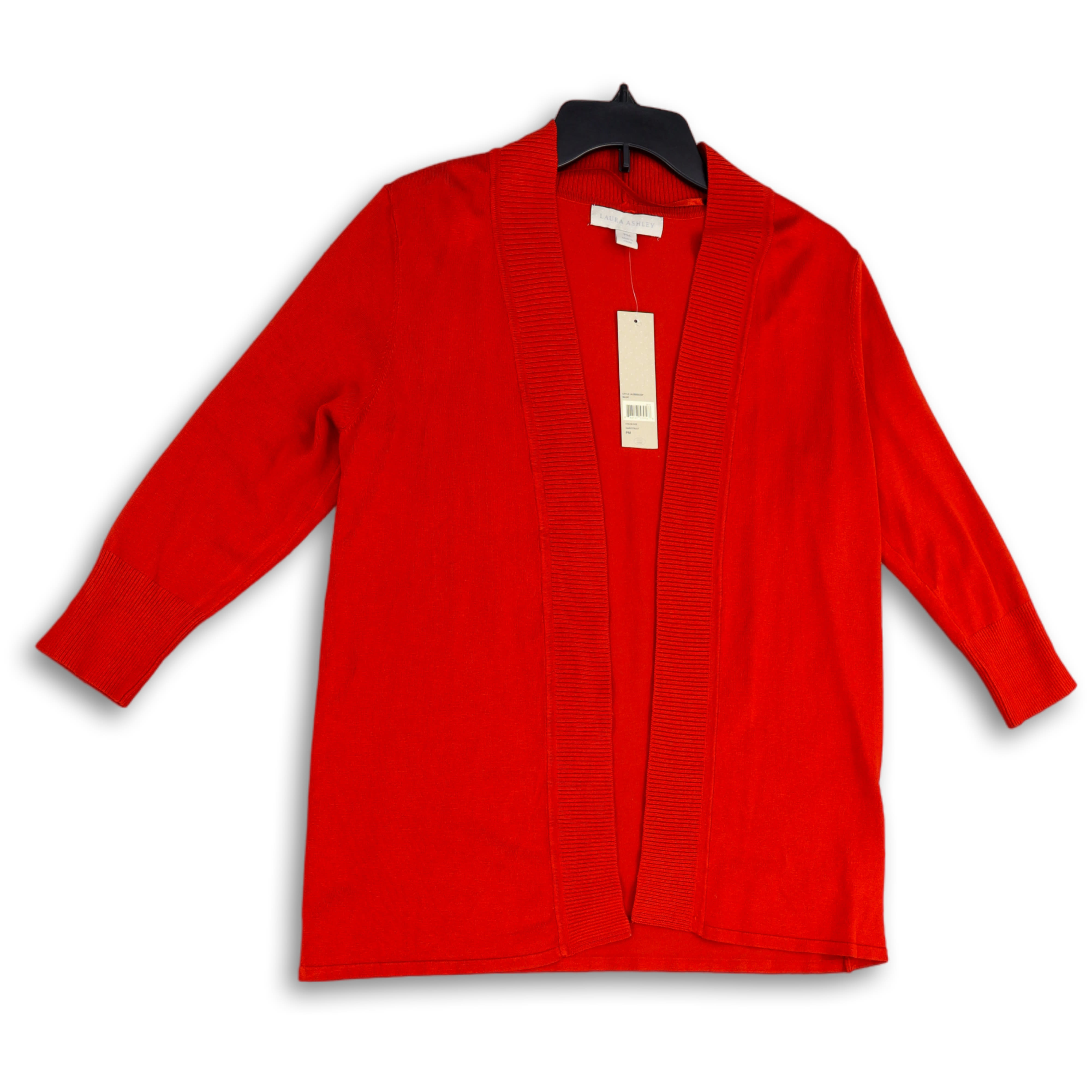 Buy the NWT Womens Red Knitted 3/4 Sleeve Open Front Cardigan