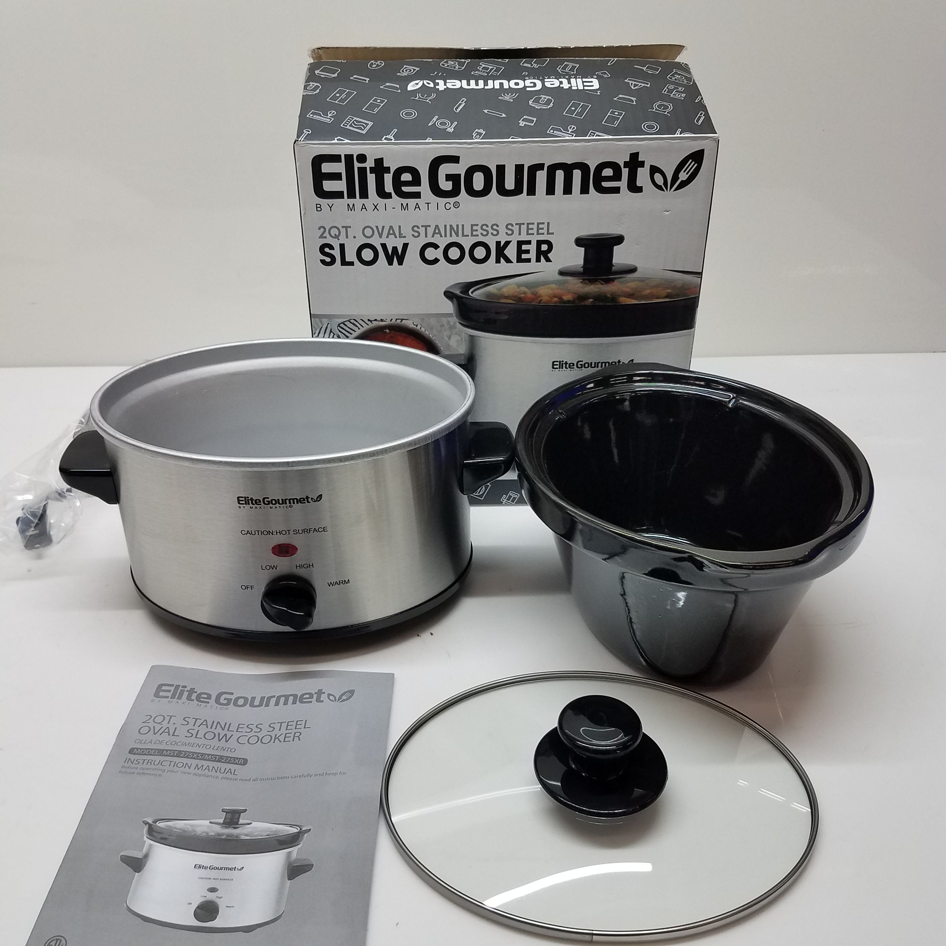 Buy the Elite Gourmet Maxi-Matic 2QT Oval Stainless Steel Slow