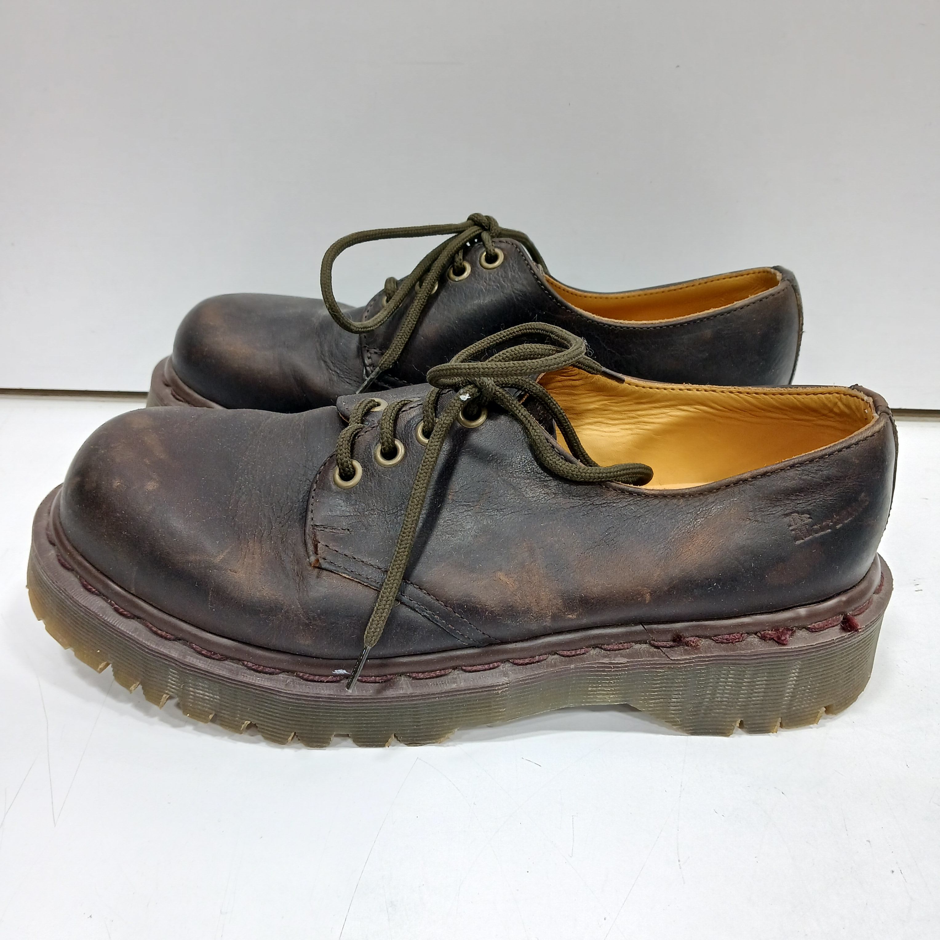 Buy the Women's Dr. Martens Dark Brown Lace Up Loafers Size 6 ...