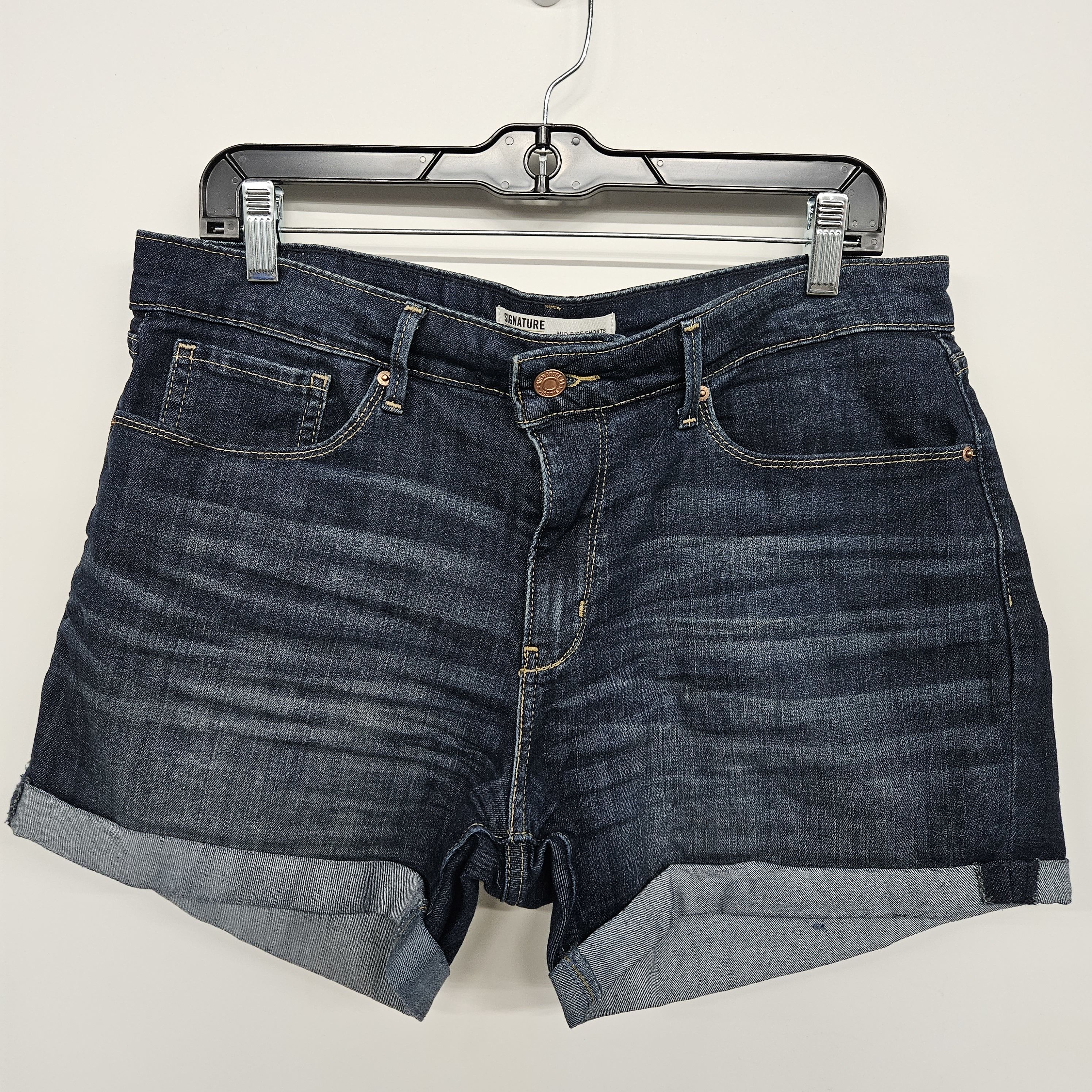 Buy the Mid Rise Denim Rolled Up Hem Shorts | GoodwillFinds