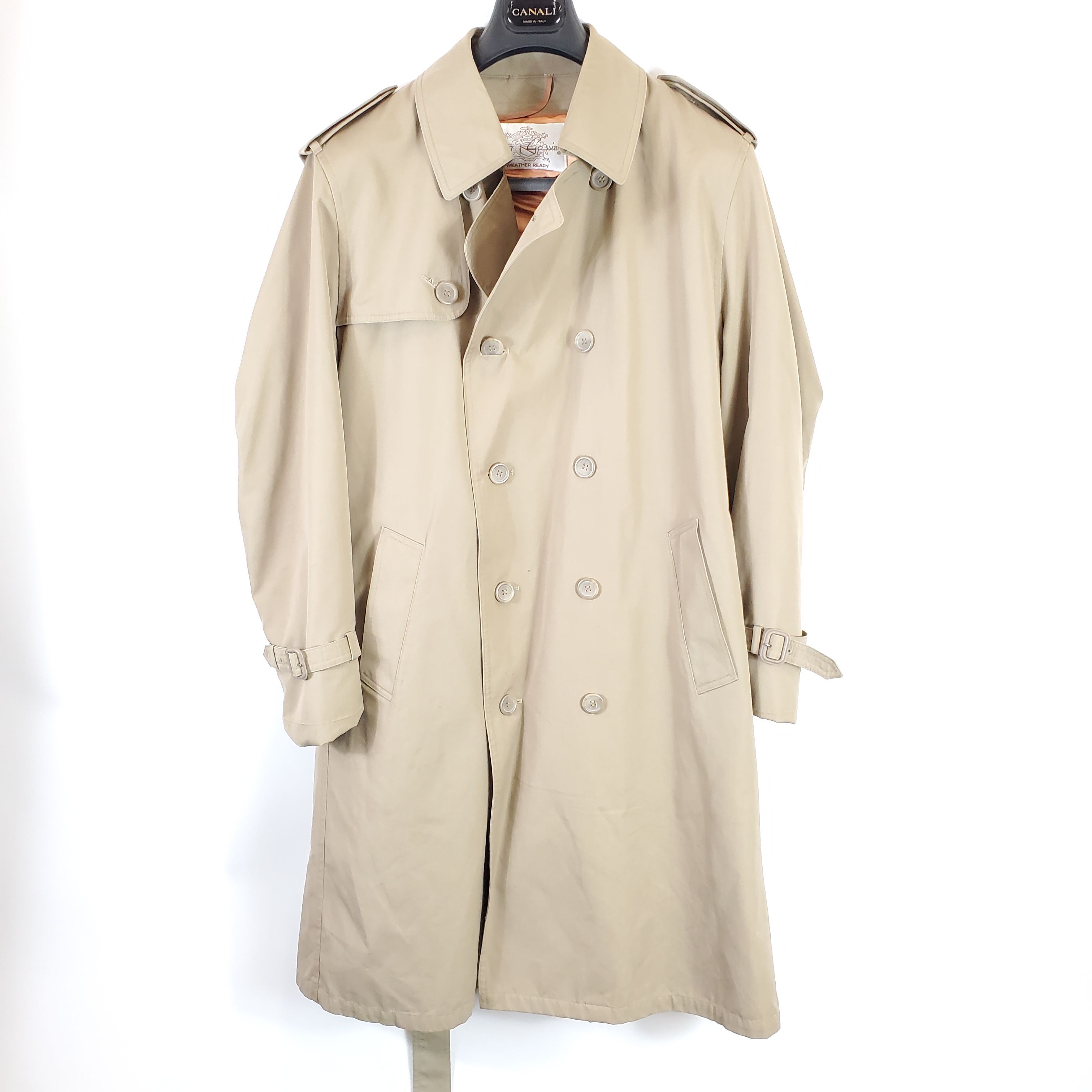 Buy the Oleg Cassini Men Khaki Trench Coat Sz 42R | GoodwillFinds