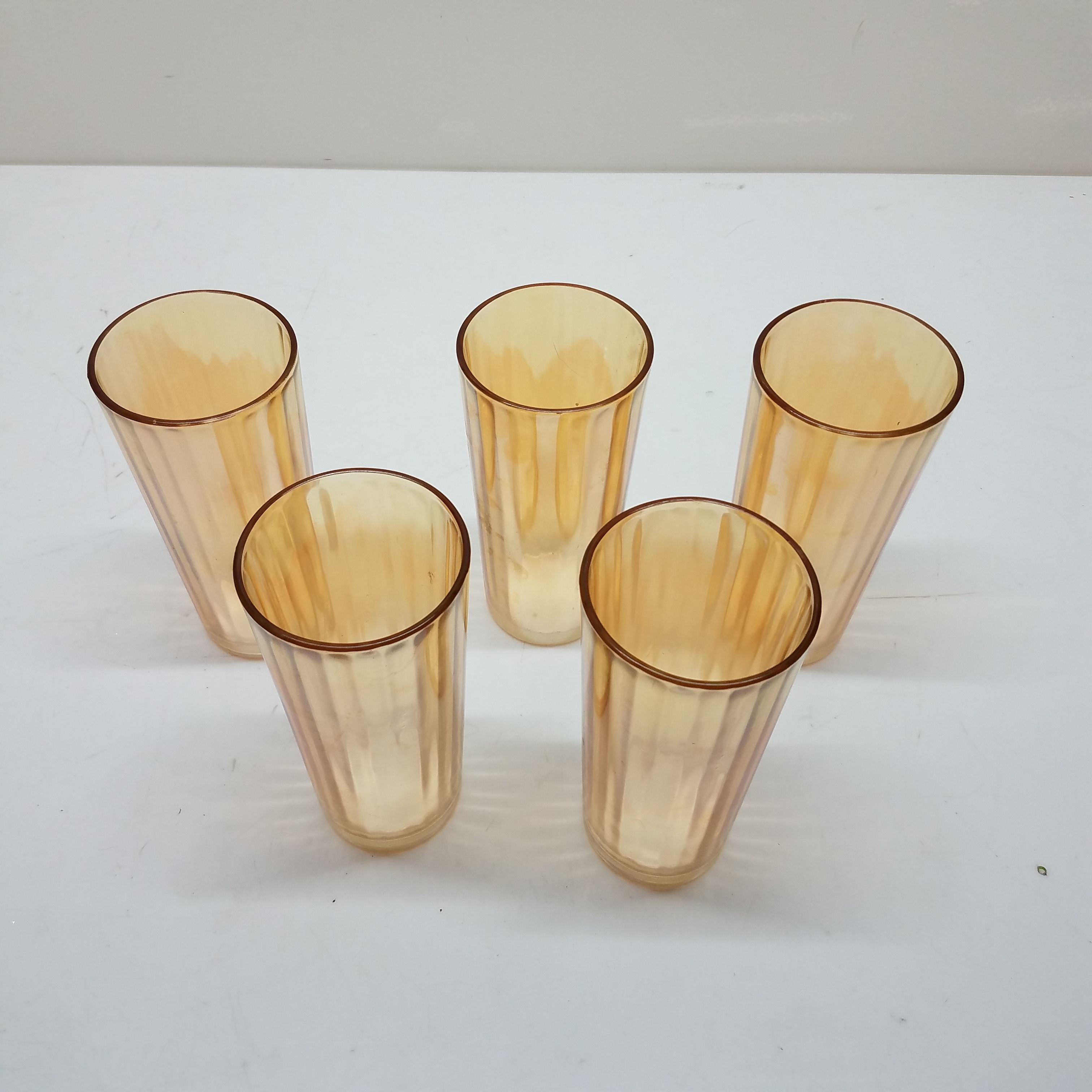 Set of 8 Peach Luster Carnival Glass Tumblers Drinking Glasses