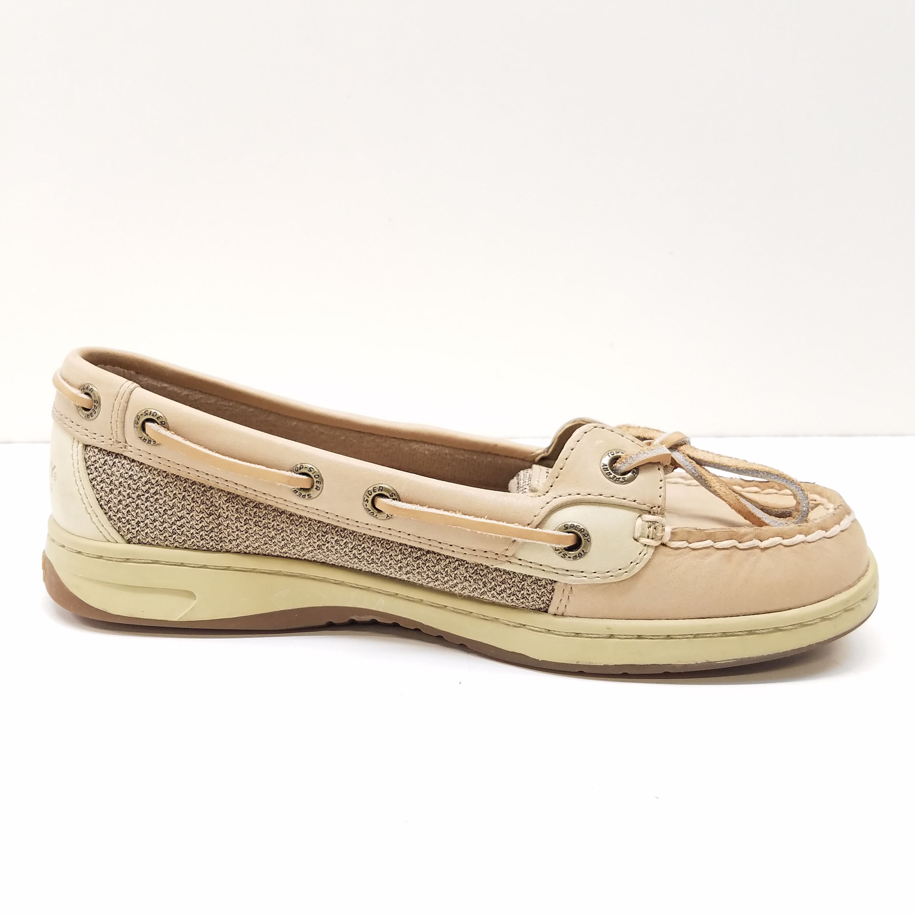 Buy the Sperry Angelfish Linen Boat Shoes Oat 6 | GoodwillFinds