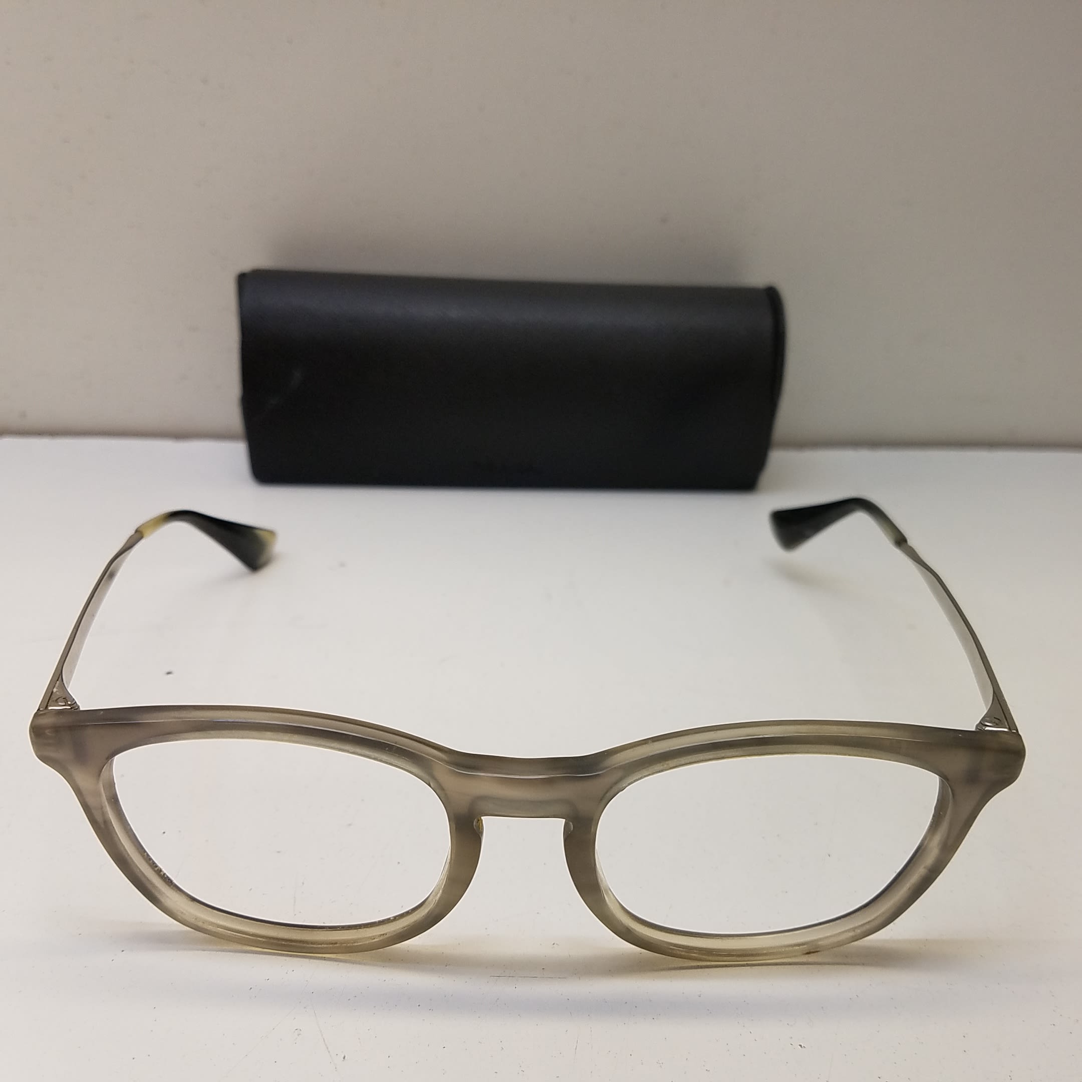 Buy the Prada Gray Translucent Browline Eyeglasses Frame | GoodwillFinds