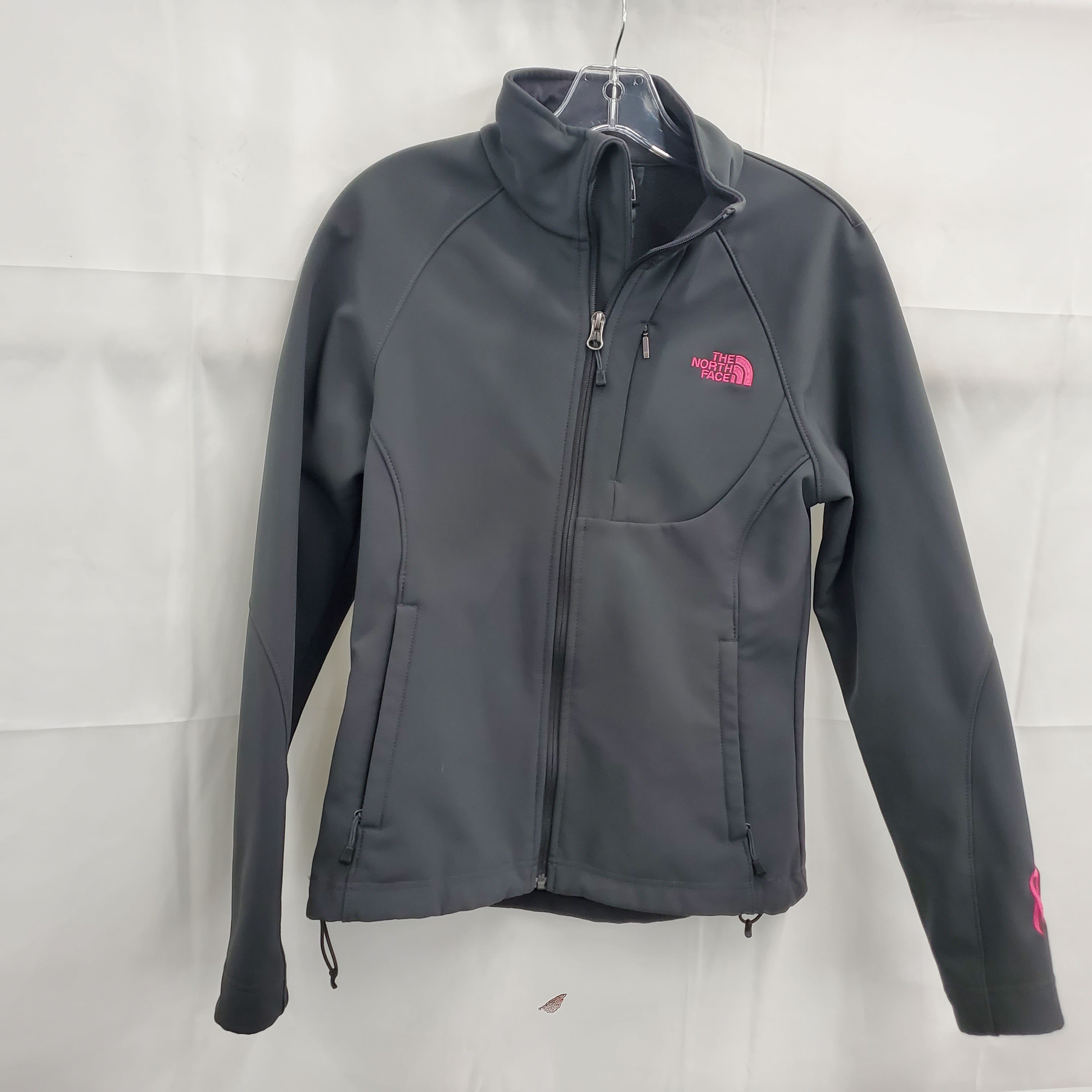 North face women's pink best sale ribbon full zip hoodie