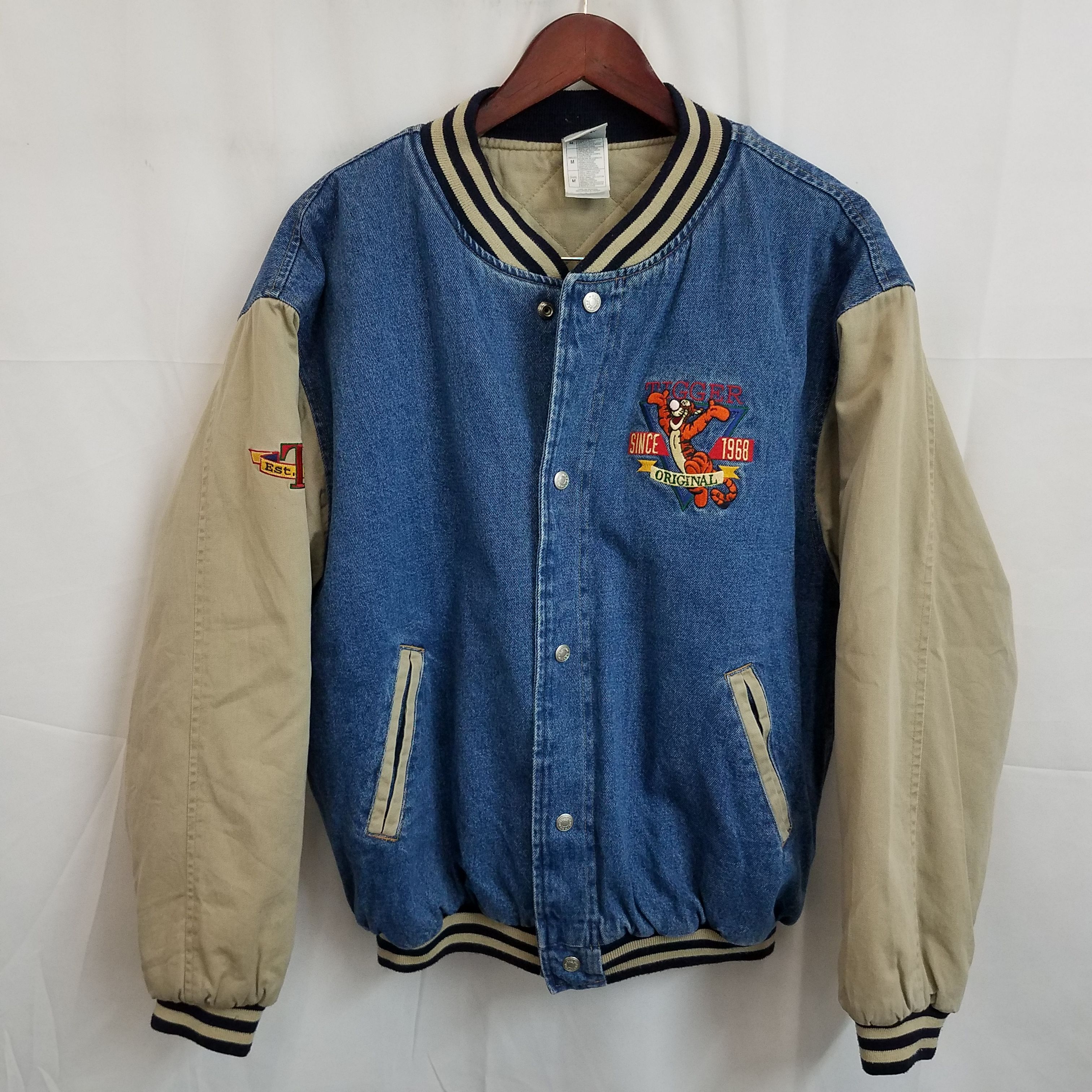 Buy the Vintage Disney embroidered quilted Tigger denim bomber jacket M ...