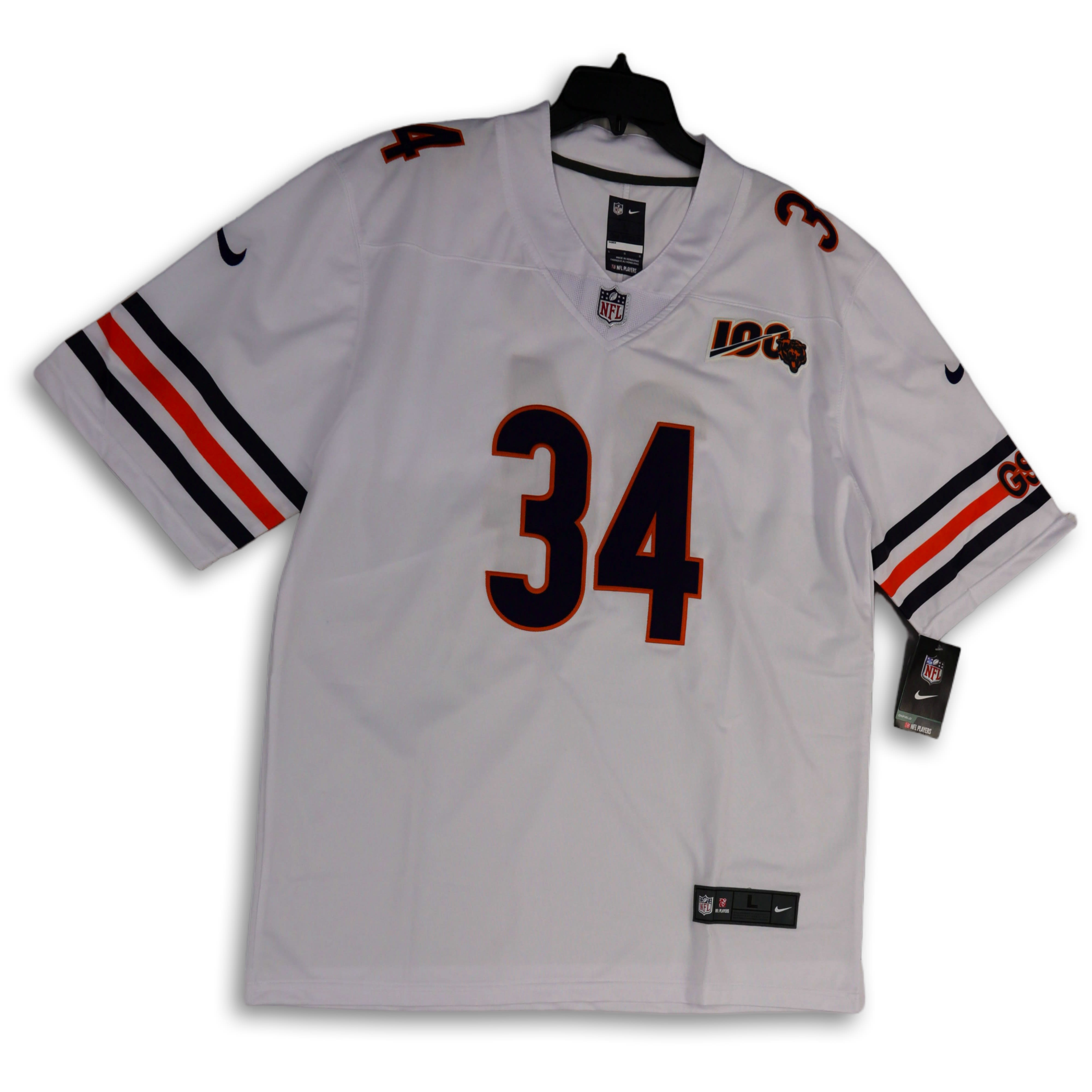 Buy the NWT Mens White Blue Chicago Bears Walter Payton #34 NFL Jersey Size  Large