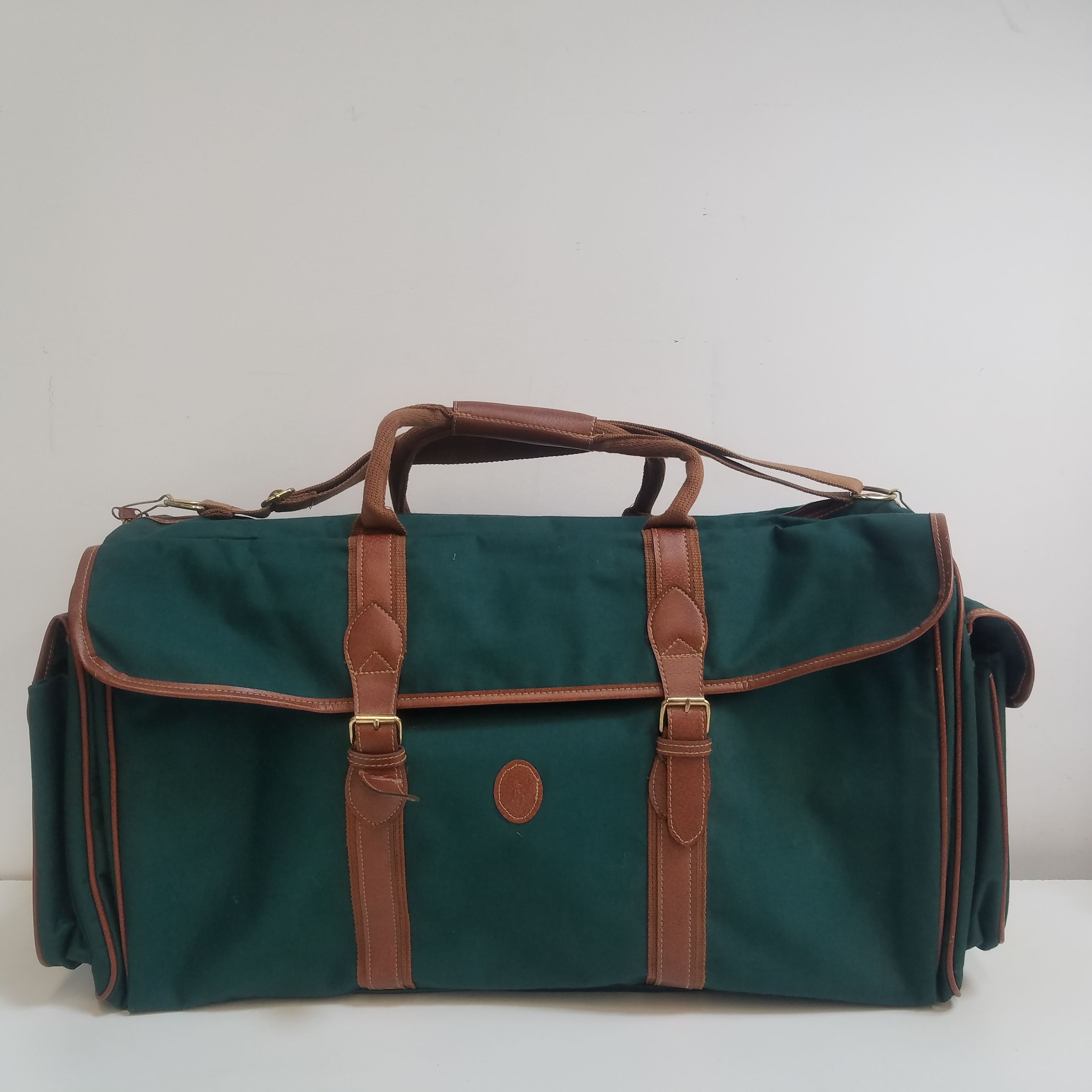 Buy the Ralph Lauren Green/Brown Carryall Duffle Bag | GoodwillFinds