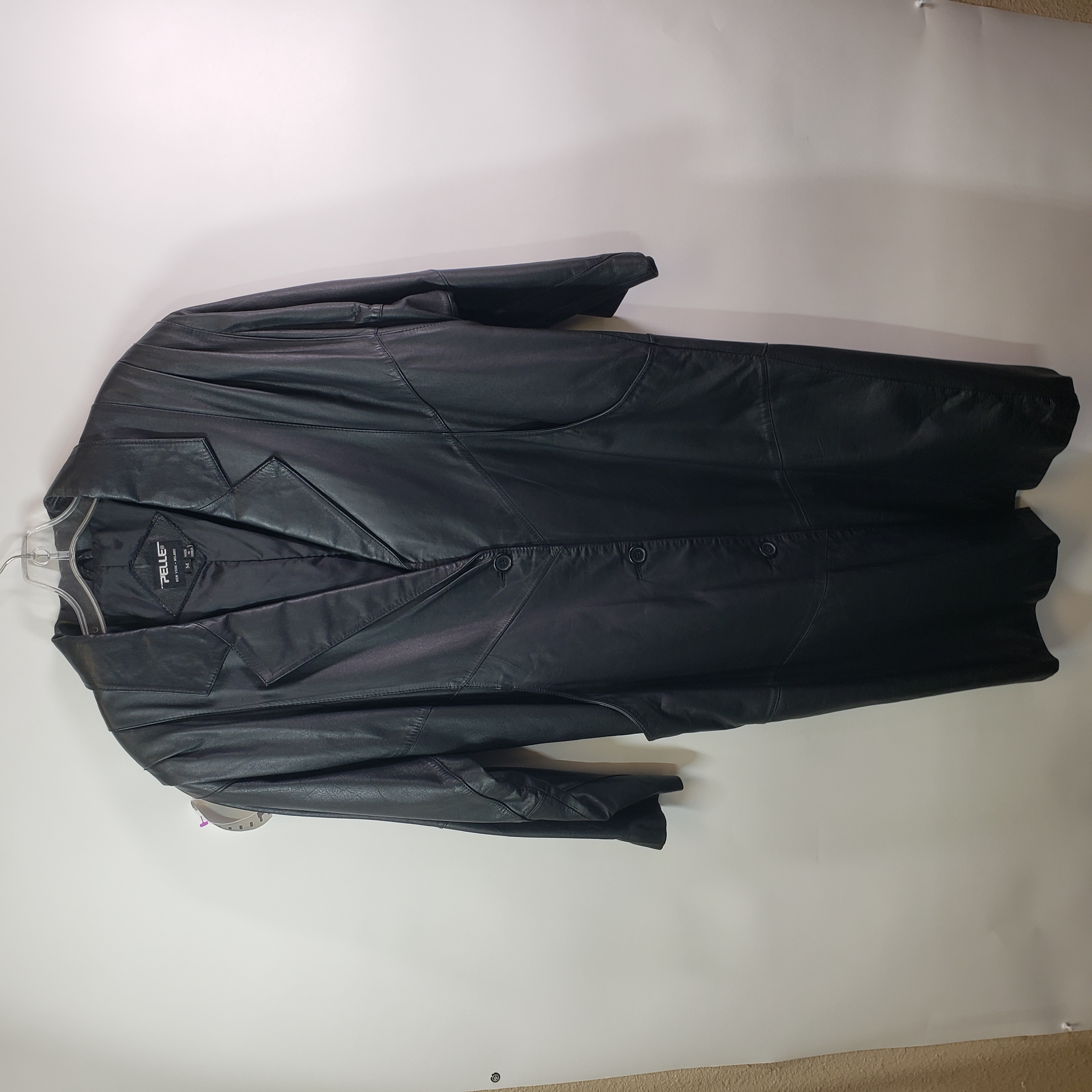 Buy the Men's Leather Trench Coat Size M | GoodwillFinds