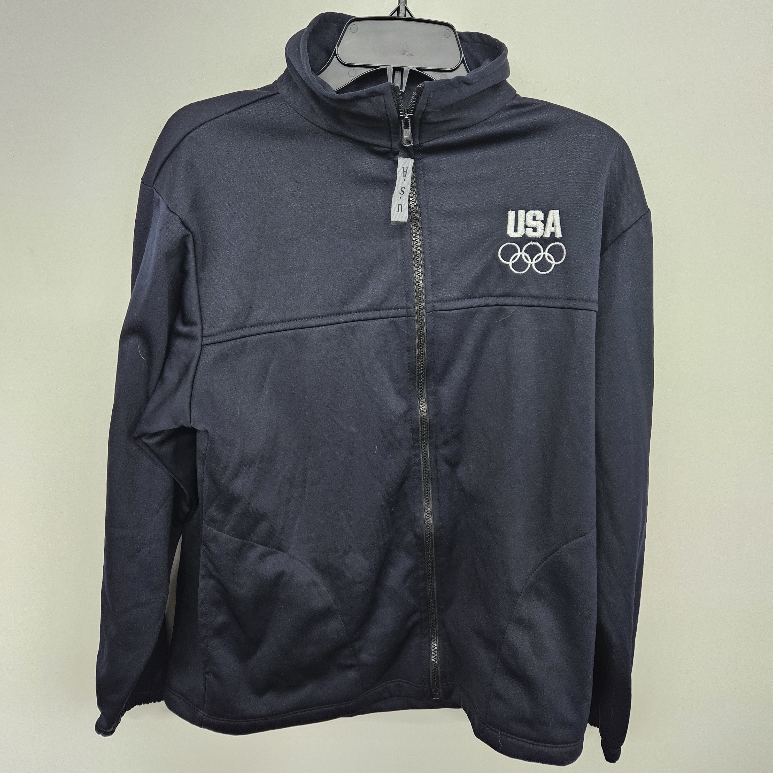 Buy the USA Olympic Navy Full Zip Track Jacket | GoodwillFinds