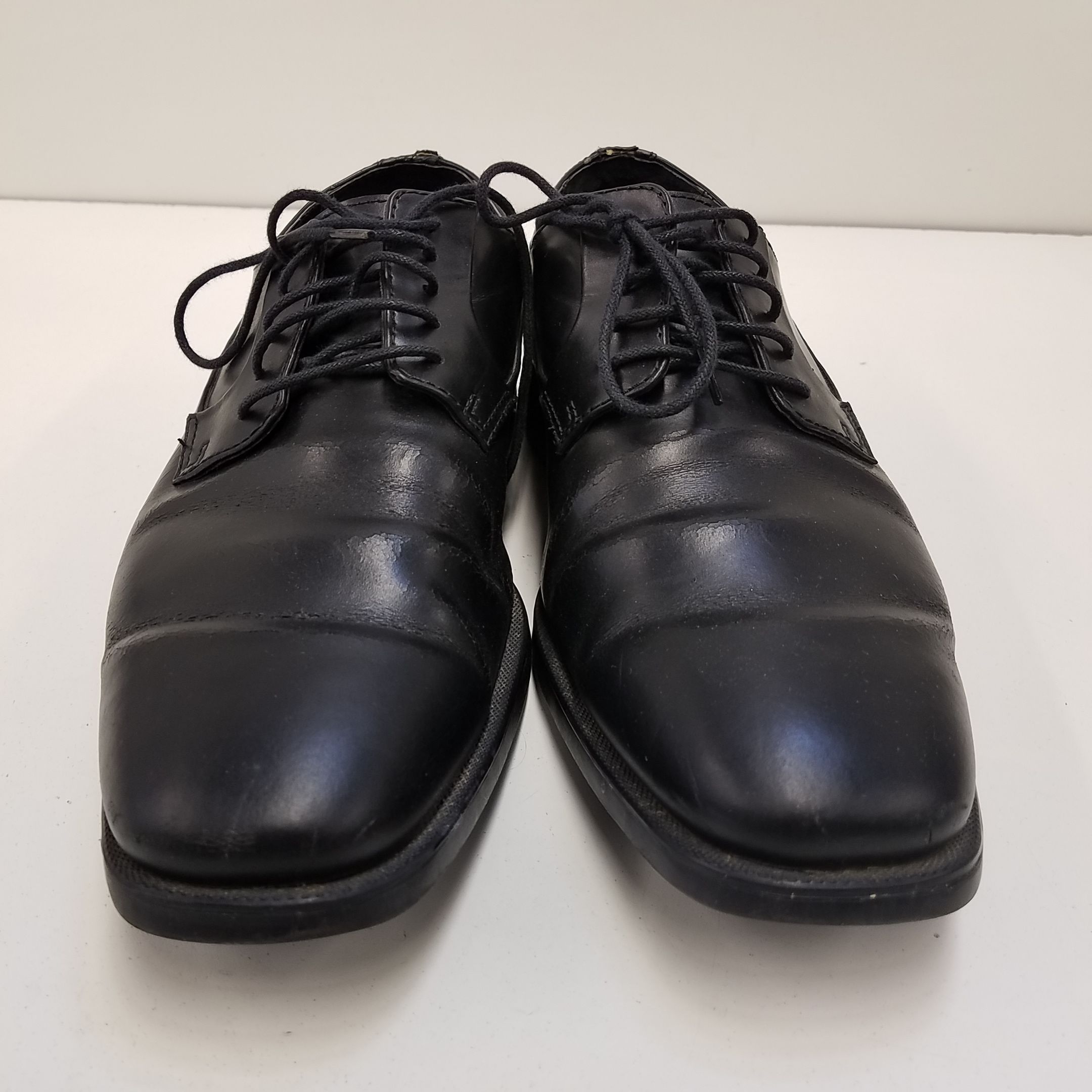 Buy the Calvin Klein Leather Edison Lace Up Oxfords Black 10.5 ...