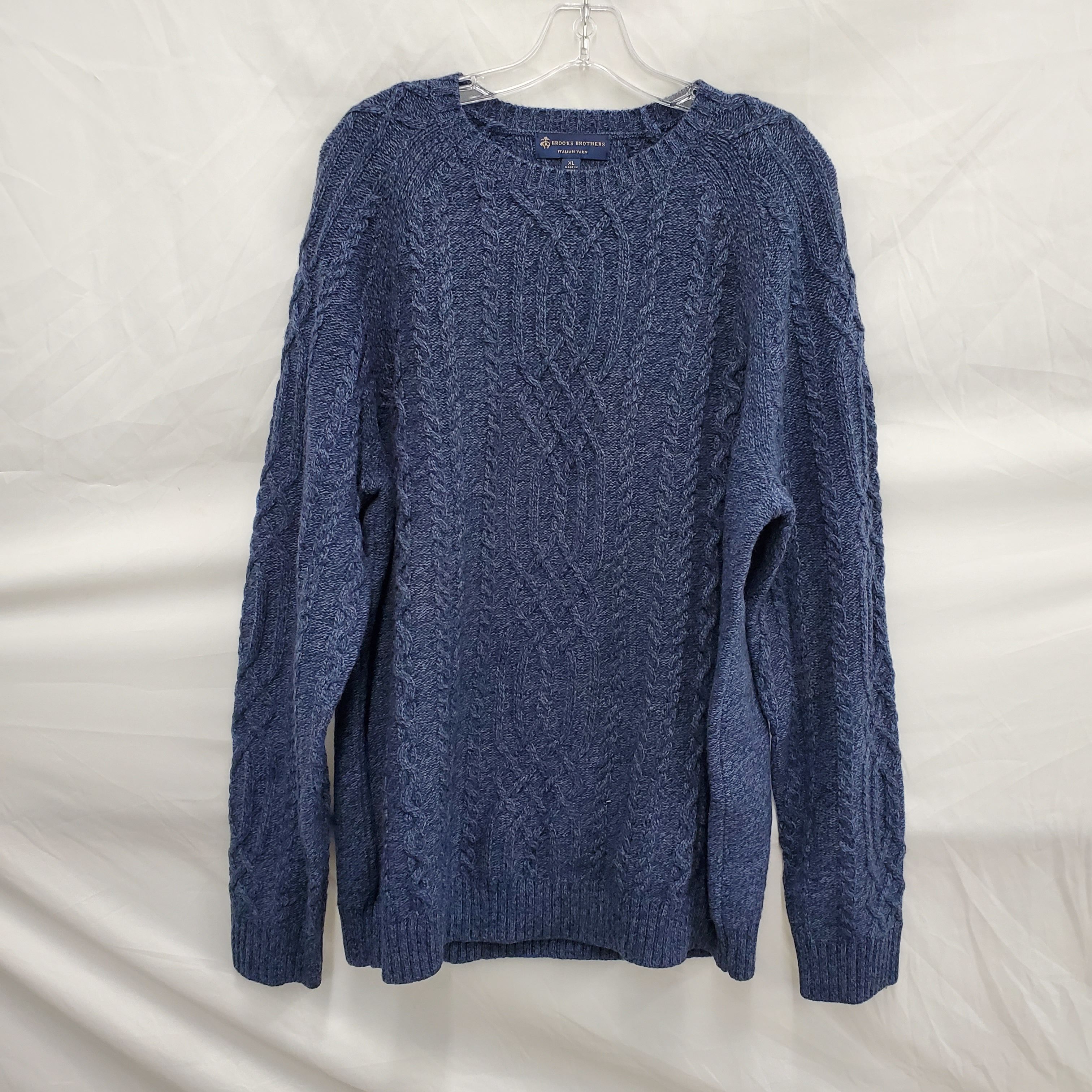 Buy the Brooks Brothers Italian Yarn MN's Merino Wool Crewneck Blue ...