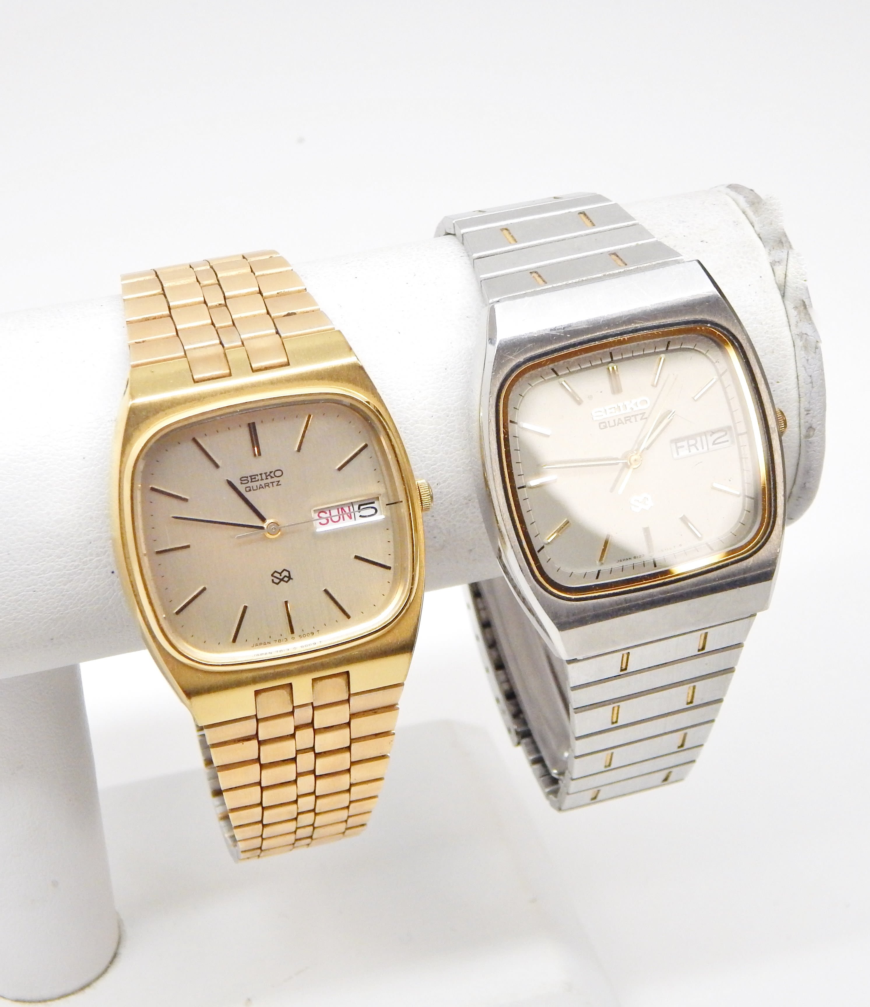 Buy Men's Vintage Seiko SQ Gold Tone & Two Tone Square Dial Day Date  Watches 133.0g for USD 59.99 | GoodwillFinds