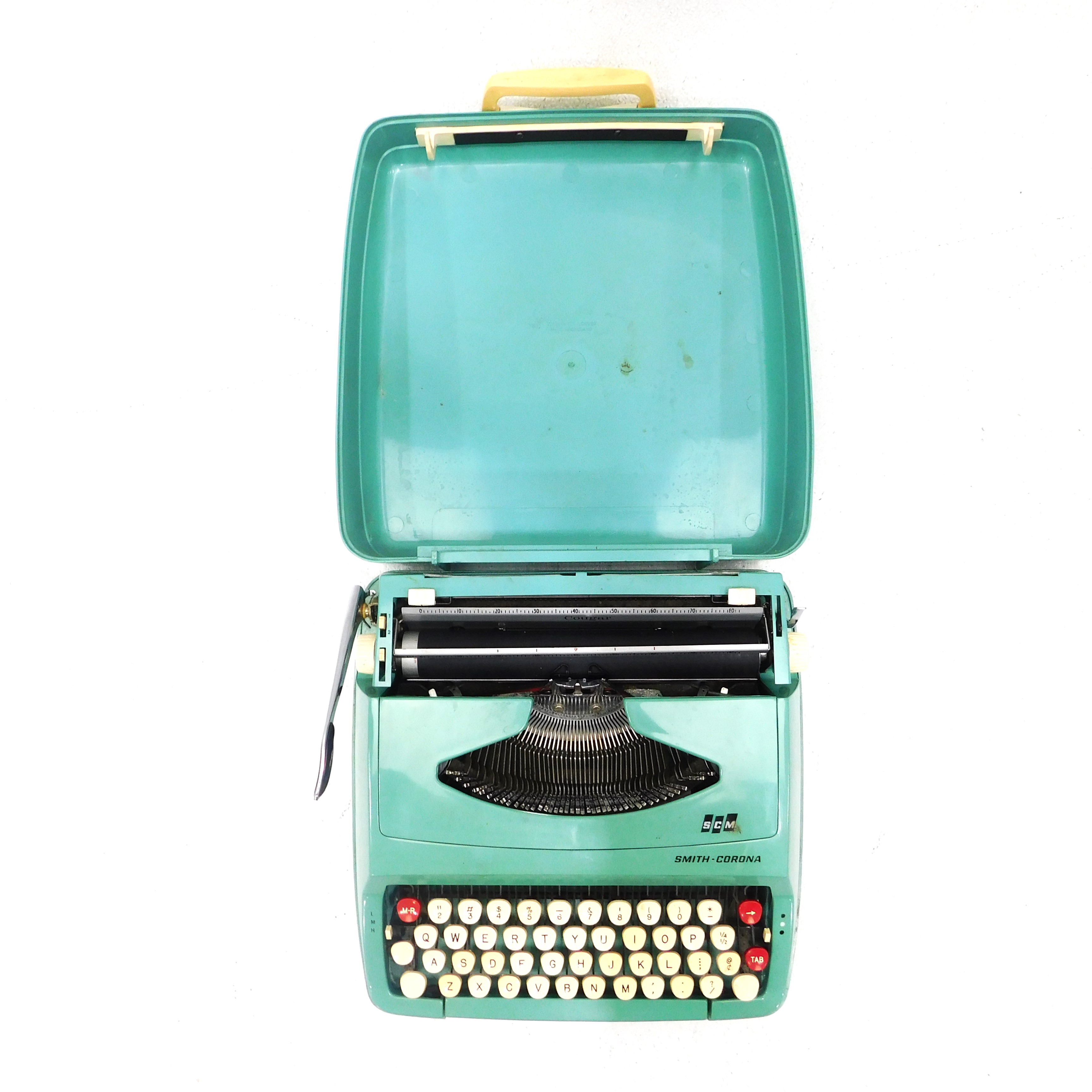 VTG Smith Corona Cougar Manual Typewriter deals Teal Blue Aqua turquoise