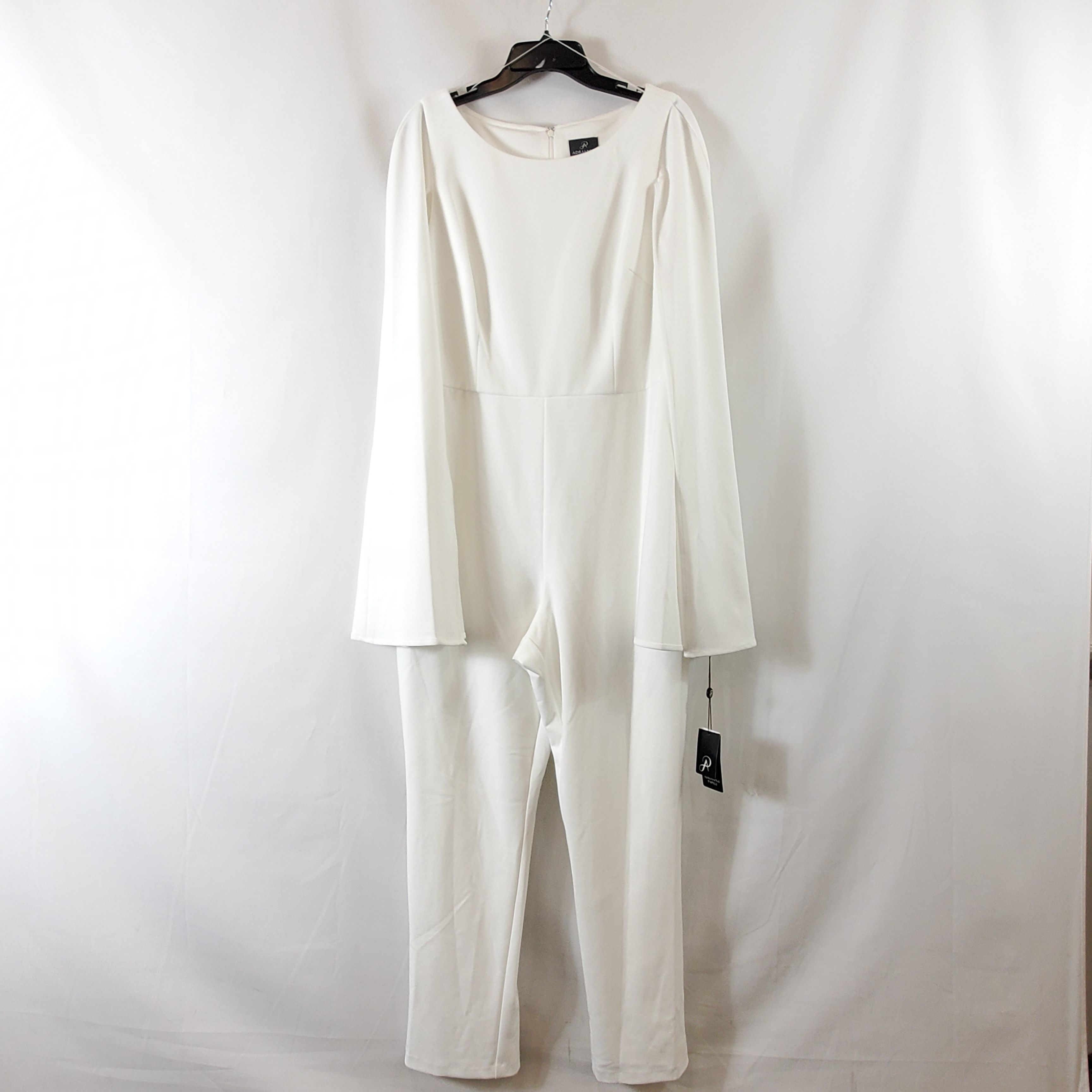 Buy the Adrianna Papaell Women Ivory Knit Crepe Cape Jumpsuit NWT