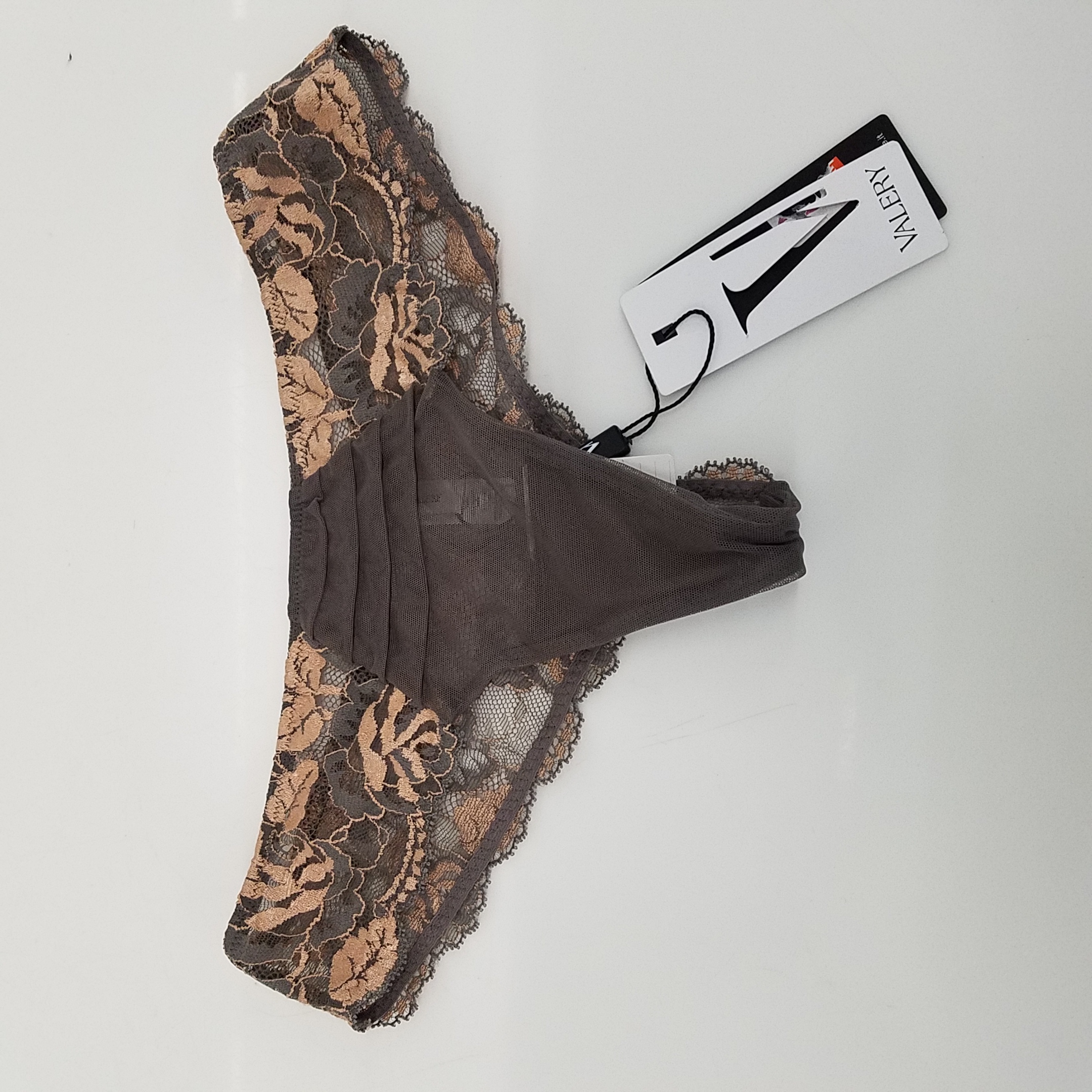 Buy the Vintage Valery Underwear - Pink and Grey Lace | GoodwillFinds
