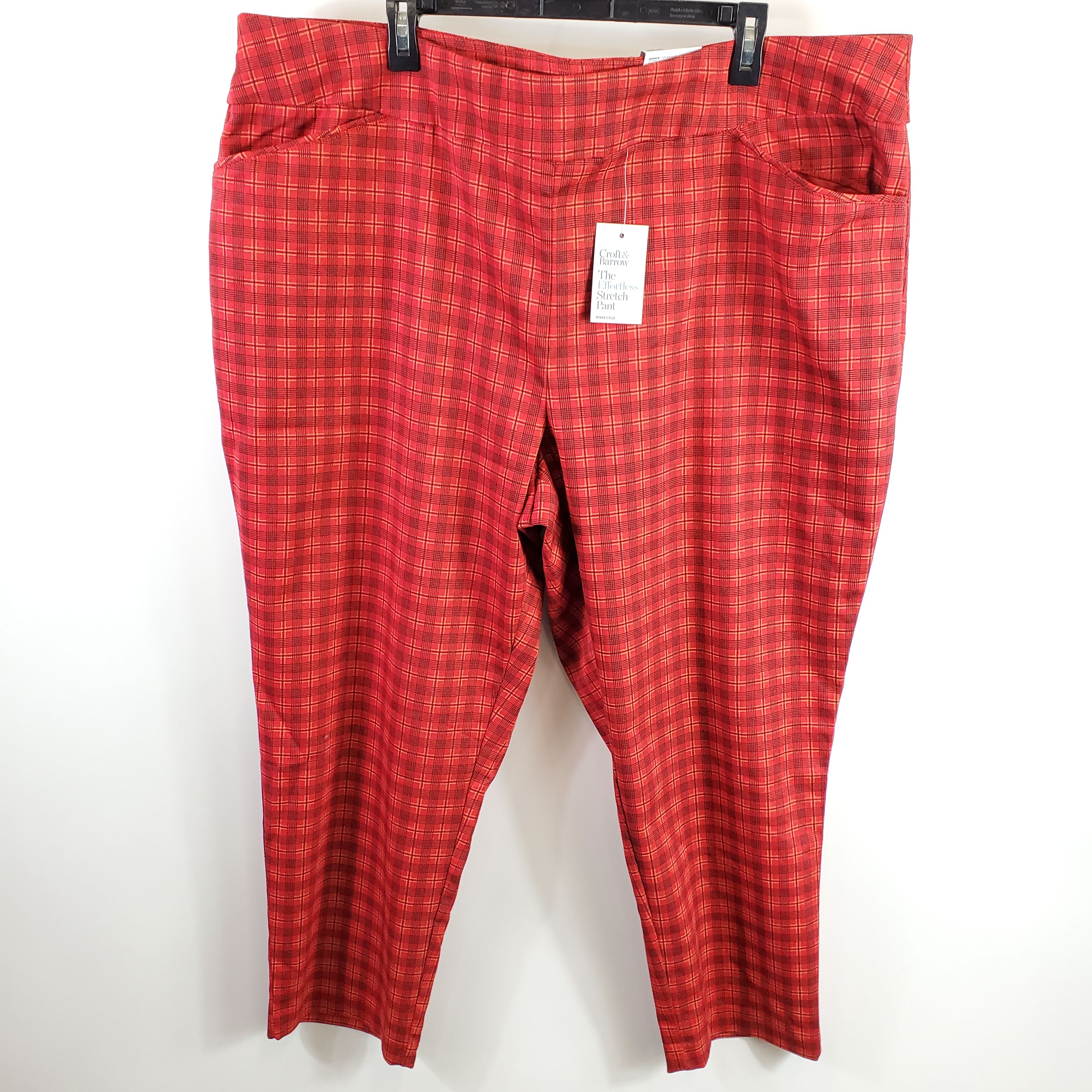 Buy the Croft & Barrow Women Red Plaid Dress Pants Sz 24W NWT