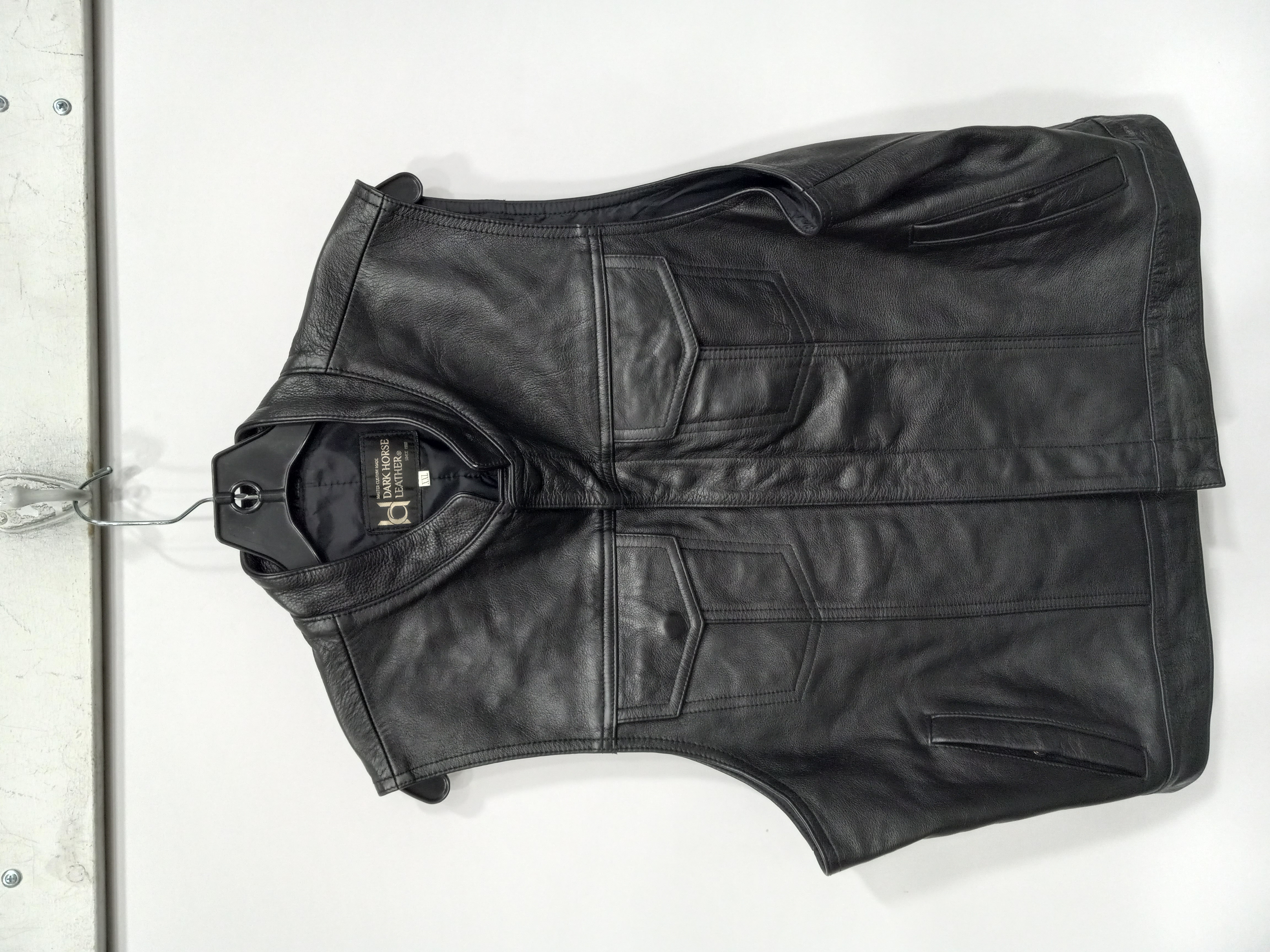 Buy the Dark Horse Men's Black Leather Vest Size XXL | GoodwillFinds