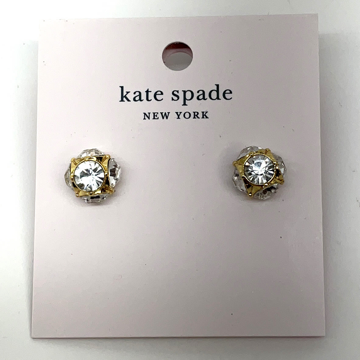 Buy the Designer Kate Spade Stylish Gold Tone Crystal Pave Stone