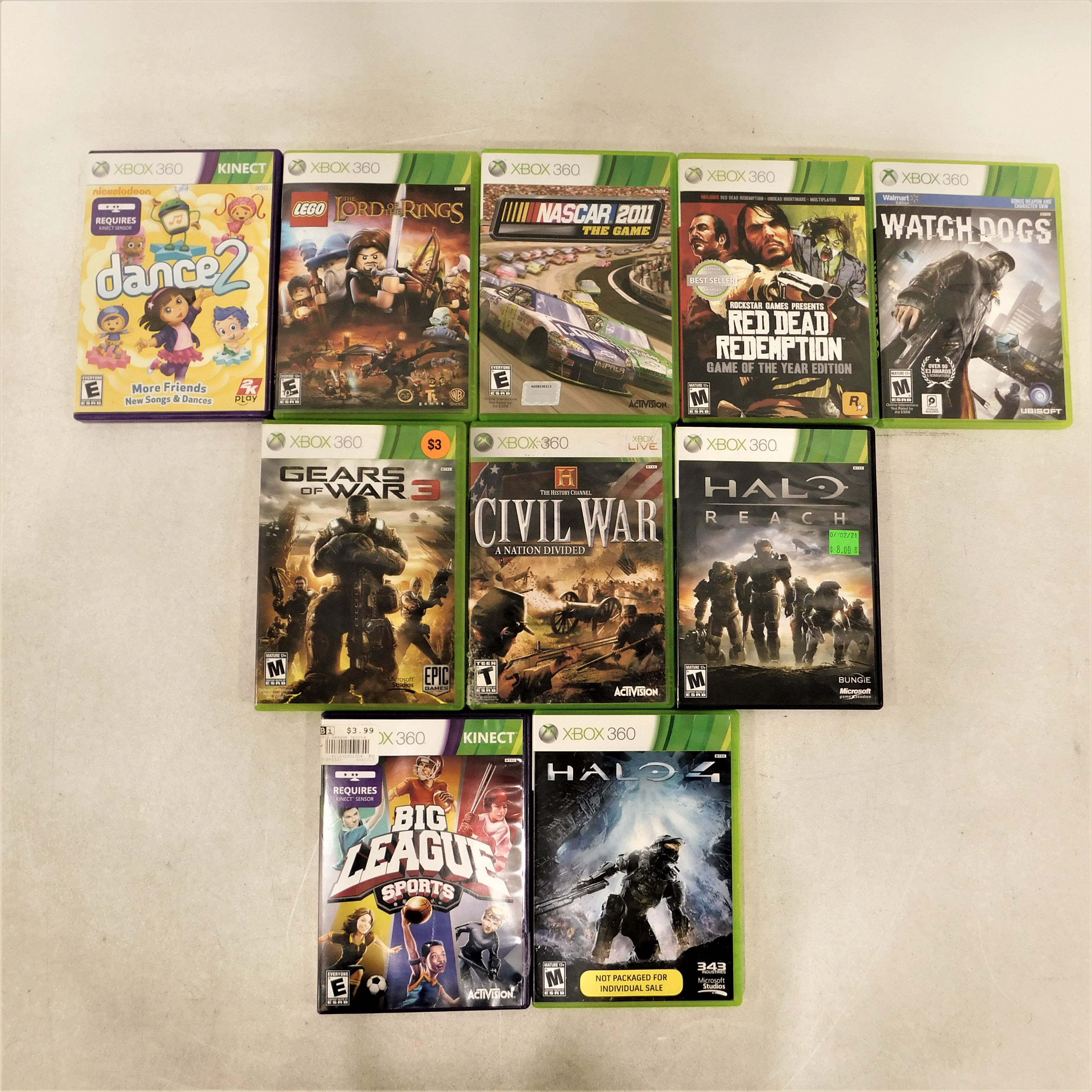 Lot of 12 ORIGINAL XBOX 360 ACTION GAMES halo 3 MW4 DISNEY+MORE