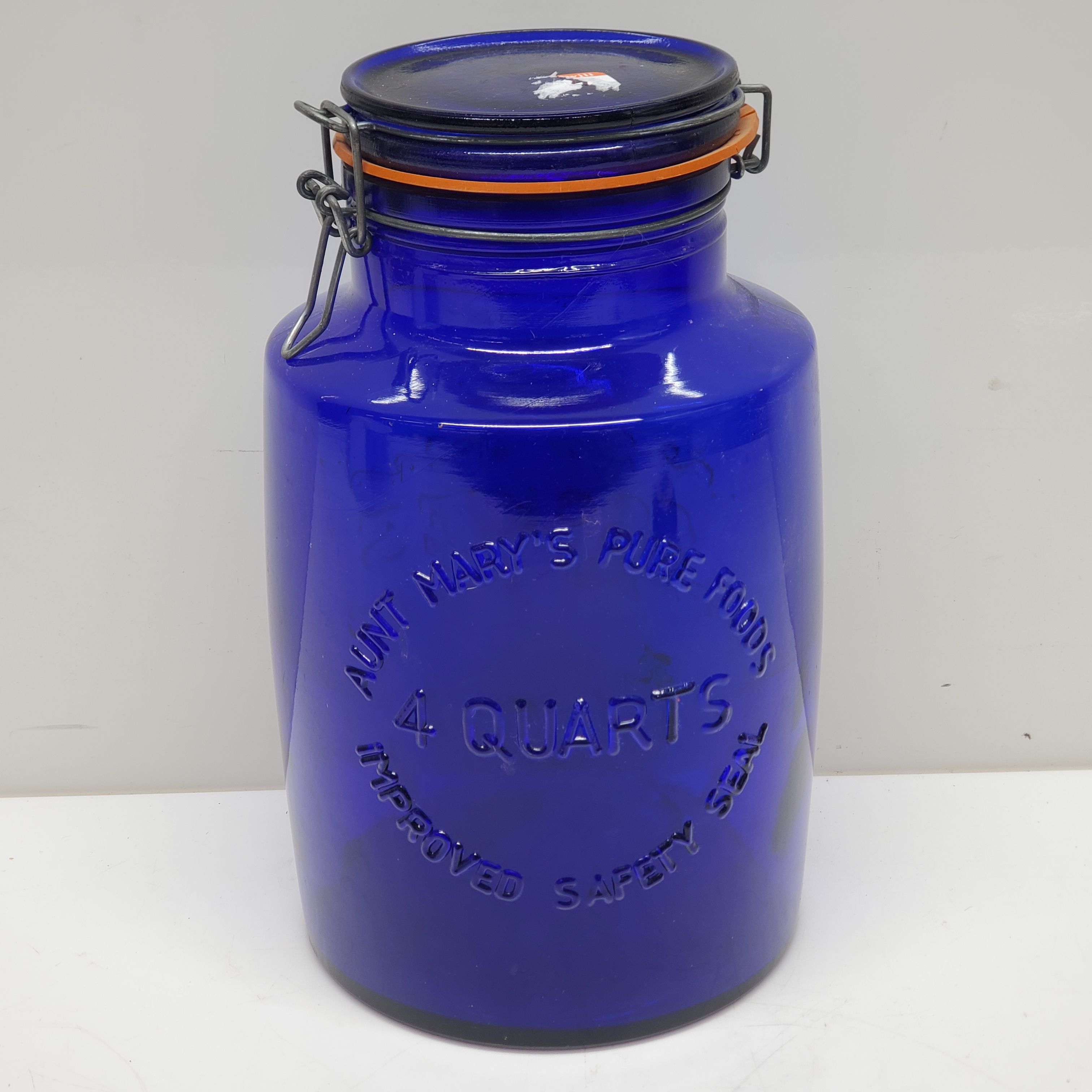 Tall Blue Glass Jar with Lid by Philip Grenyer - New - Dollhouses and More