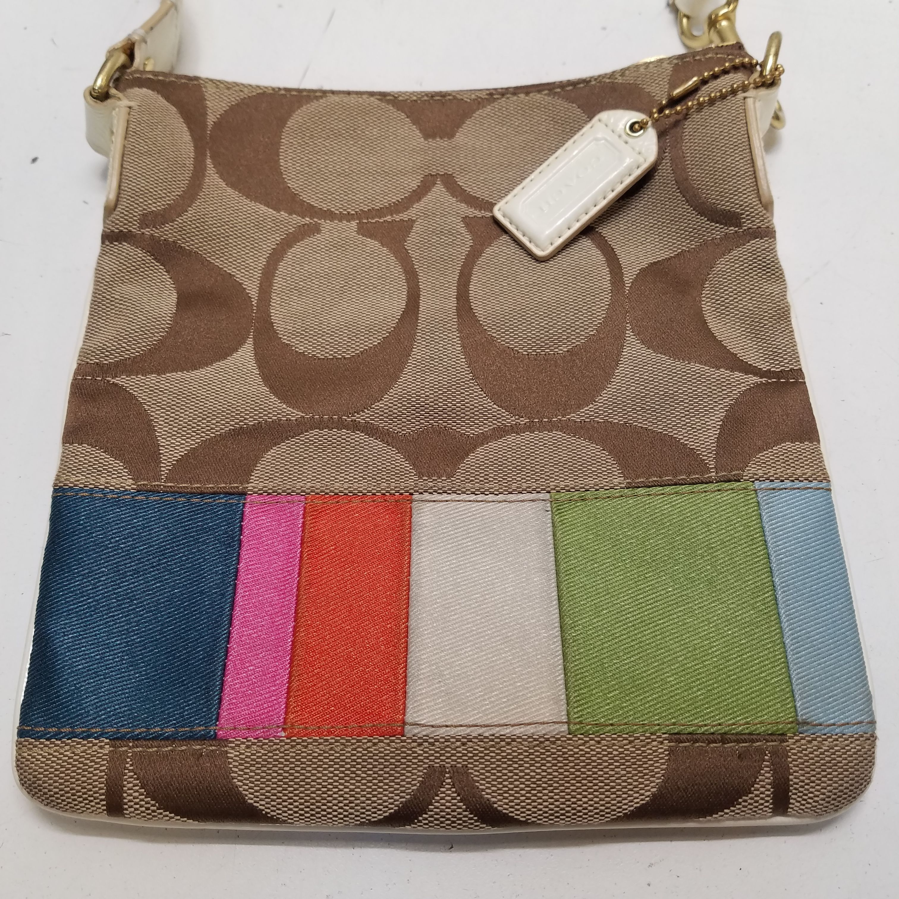 COACH Hampton Multicolor Pastel Watercolor Stripe Small Crossbody Bag Purse  | eBay