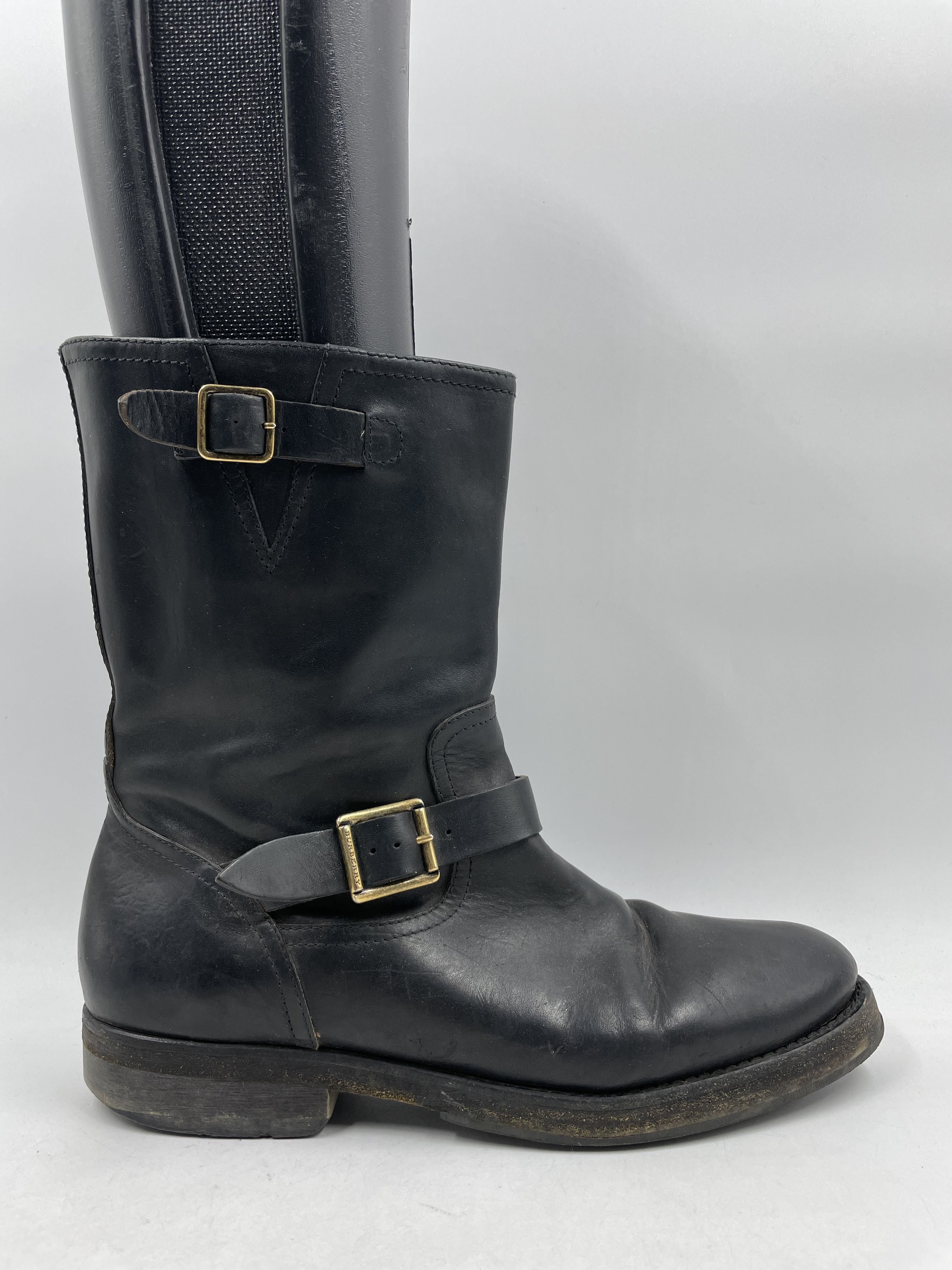 Buy the Authentic Burberry Engineer Black Boots W 10 | GoodwillFinds