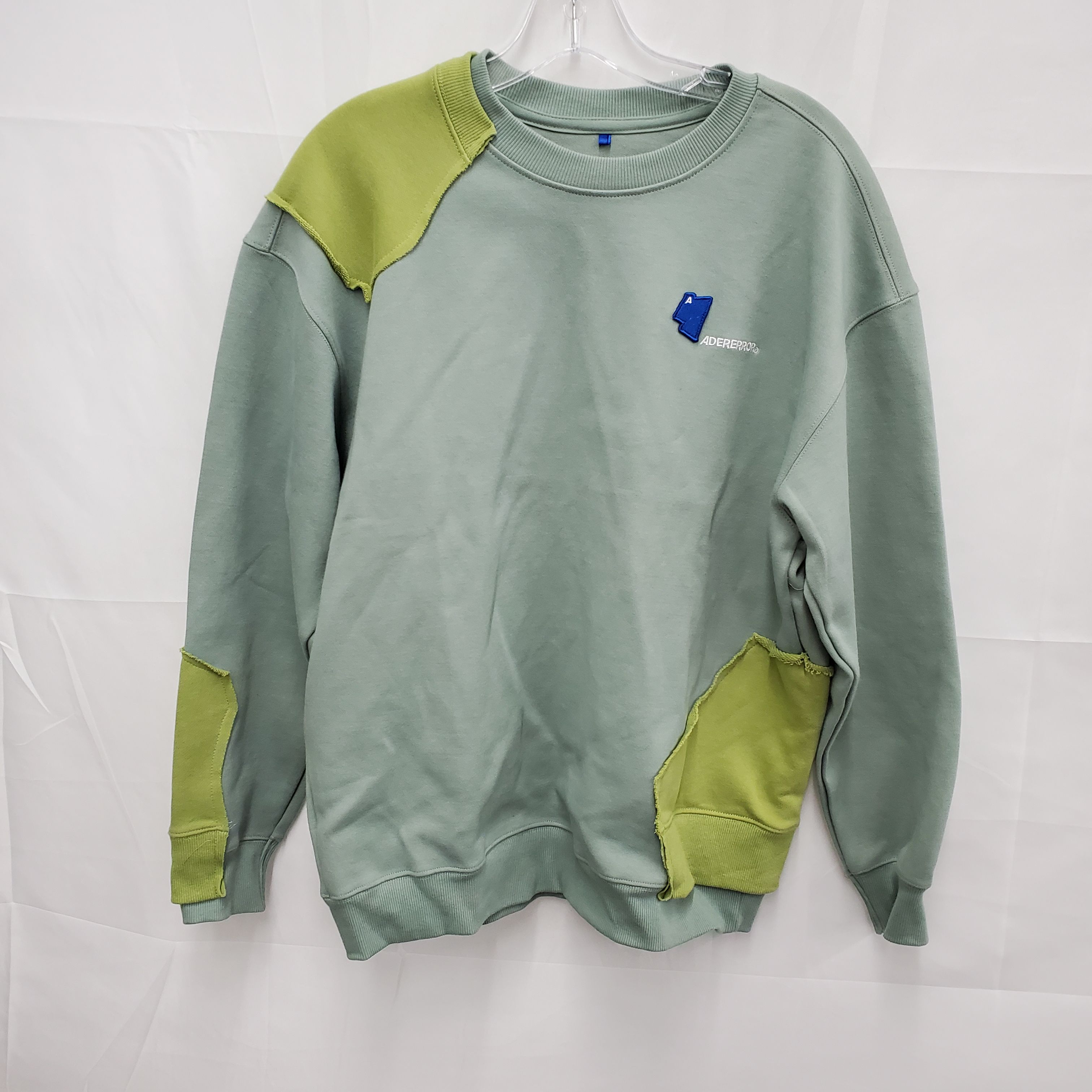 Buy the Ader Error Unisex Tran Pale Green Cotton Sweatshirt Size