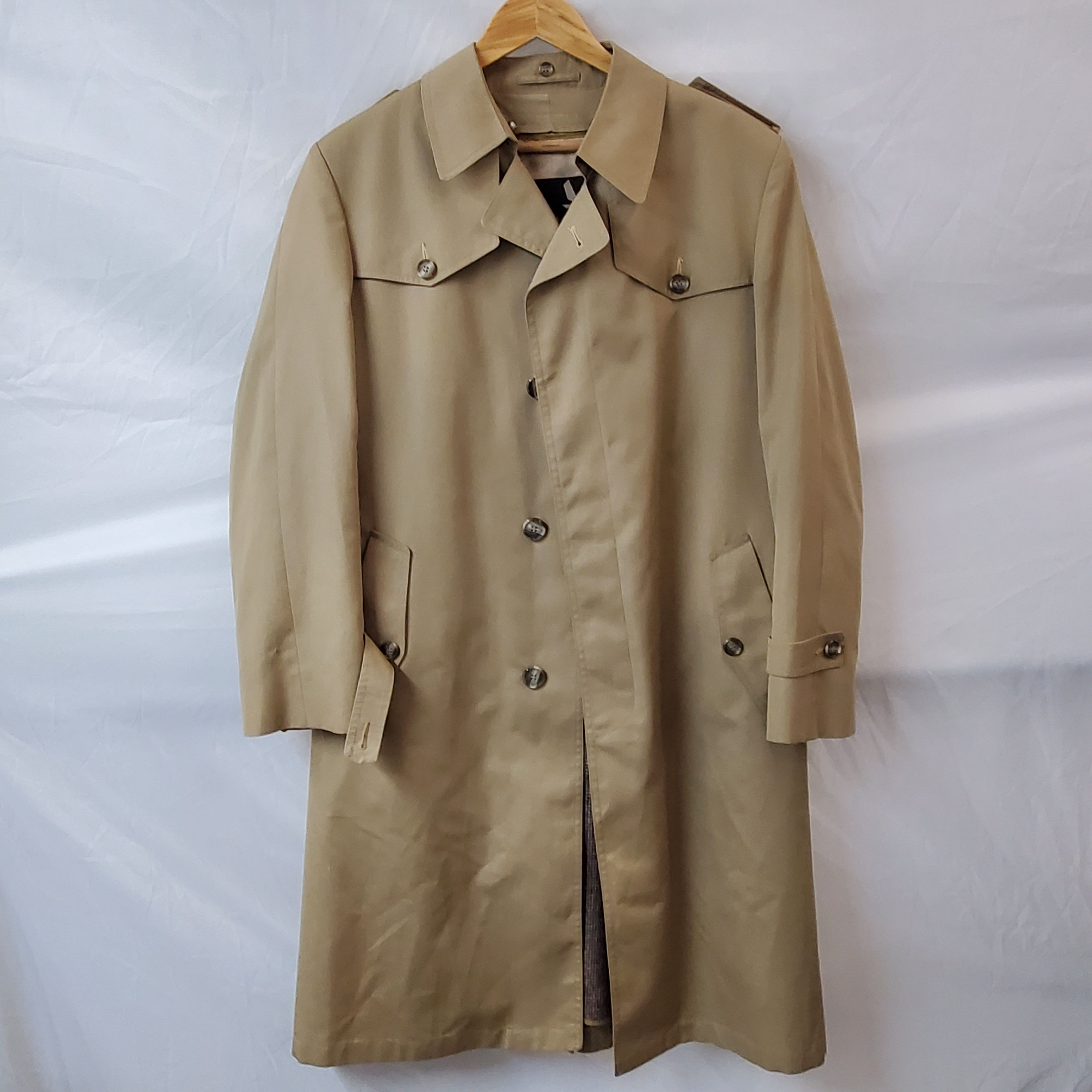 Buy the Gleneagles Tan Trench Coat Tie Waist Wool Lining Size 40R