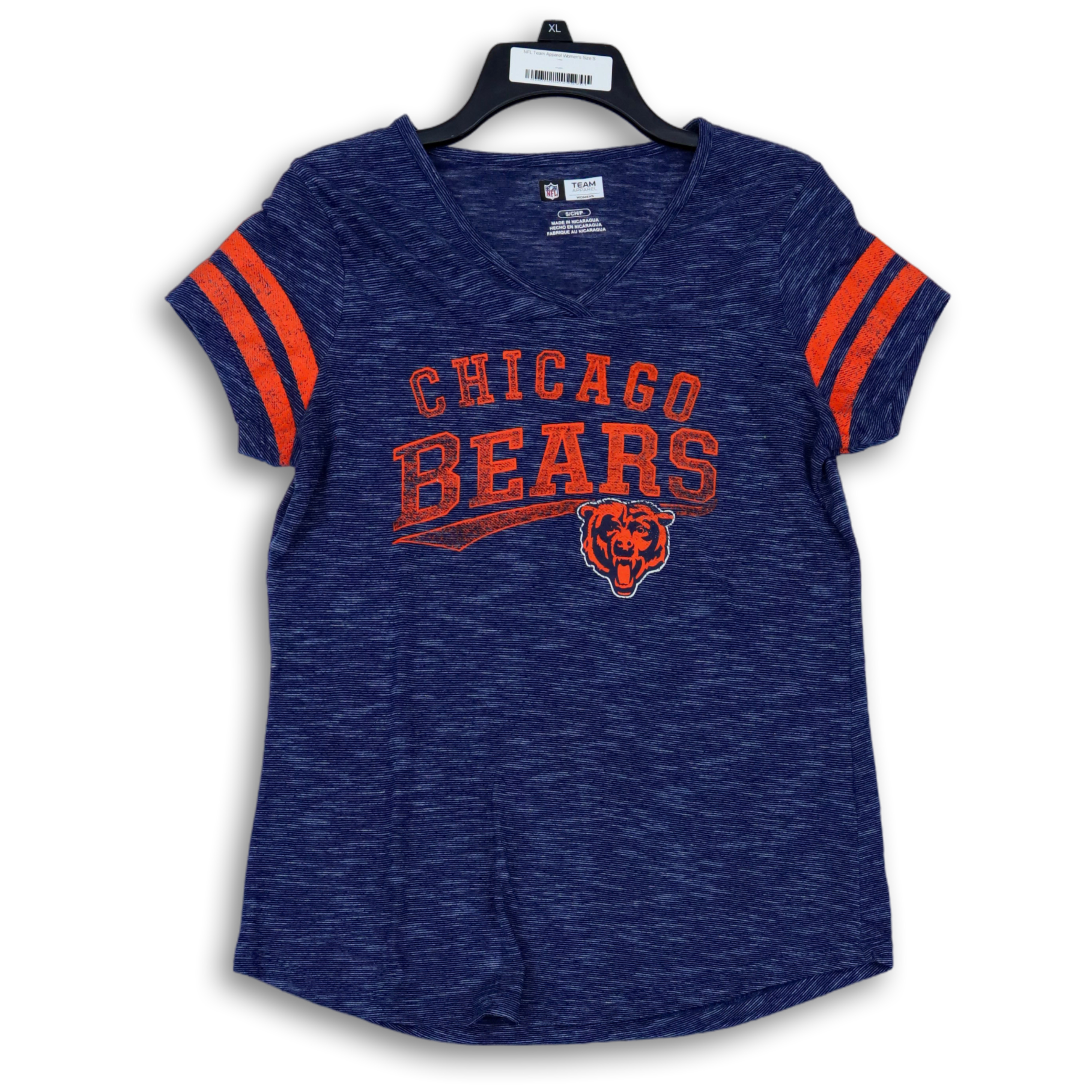 Buy the Womens Blue V-Neck Short Sleeve Chicago Bears Team