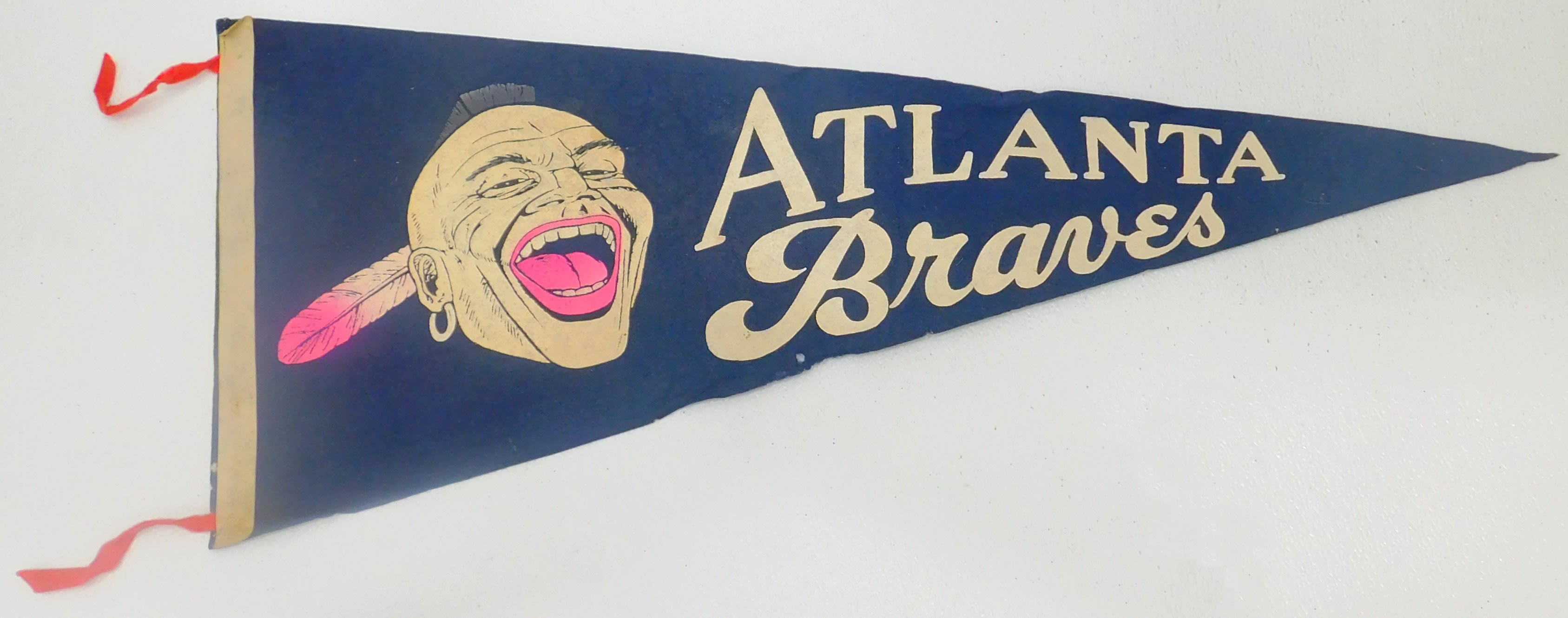 Vintage Logo Typography Button Pin Atlanta Braves Red White Blue