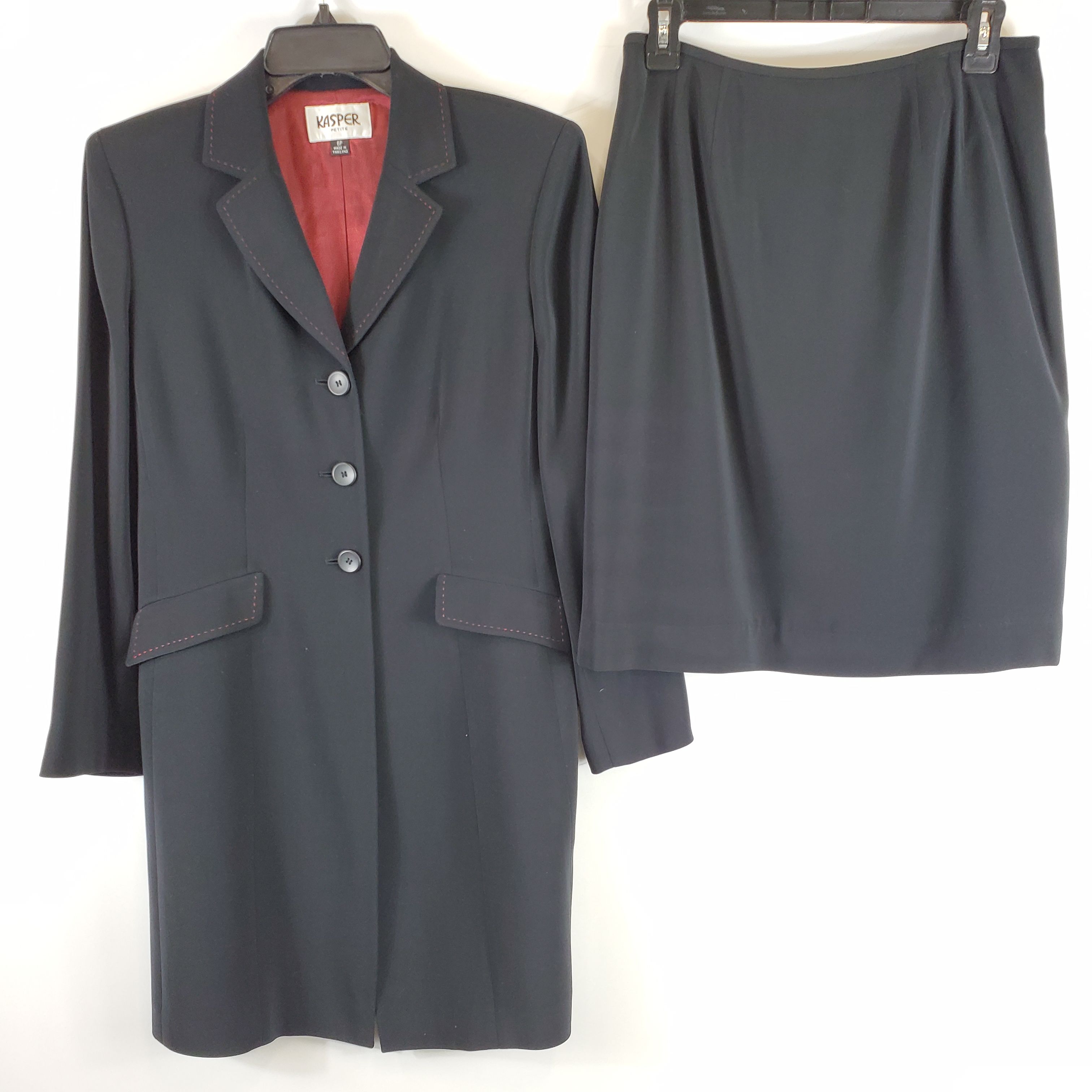 Buy the Kasper Petite Women Black Skirt Suit Sz 6P