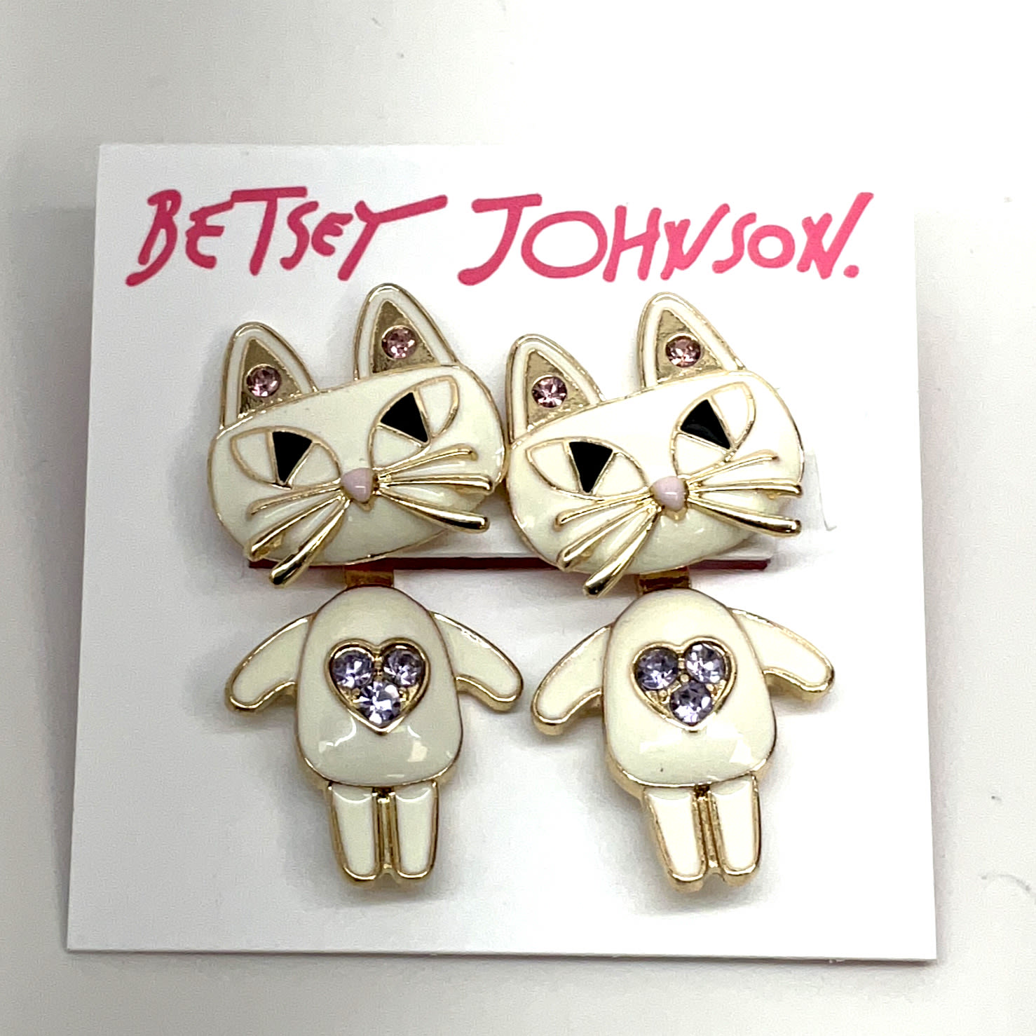 Buy the Designer Betsey Johnson Gold-Tone Mini Critters Cat Face