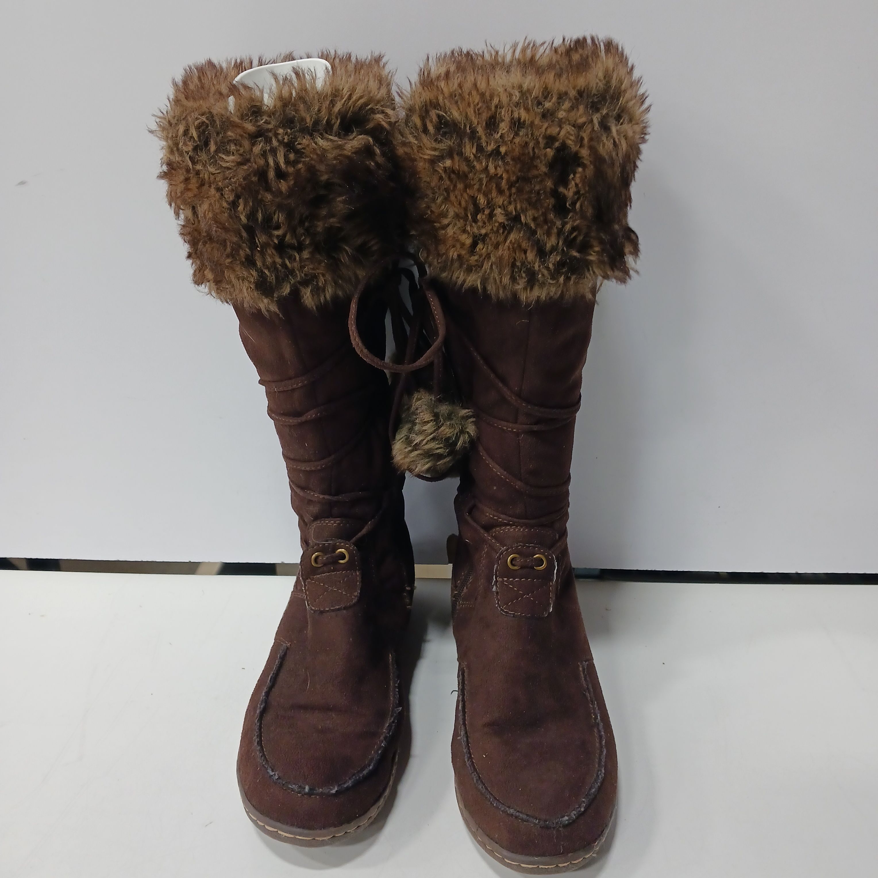 Buy the American Eagle Faux Fur Trimmed Faux Suede Winter Boots