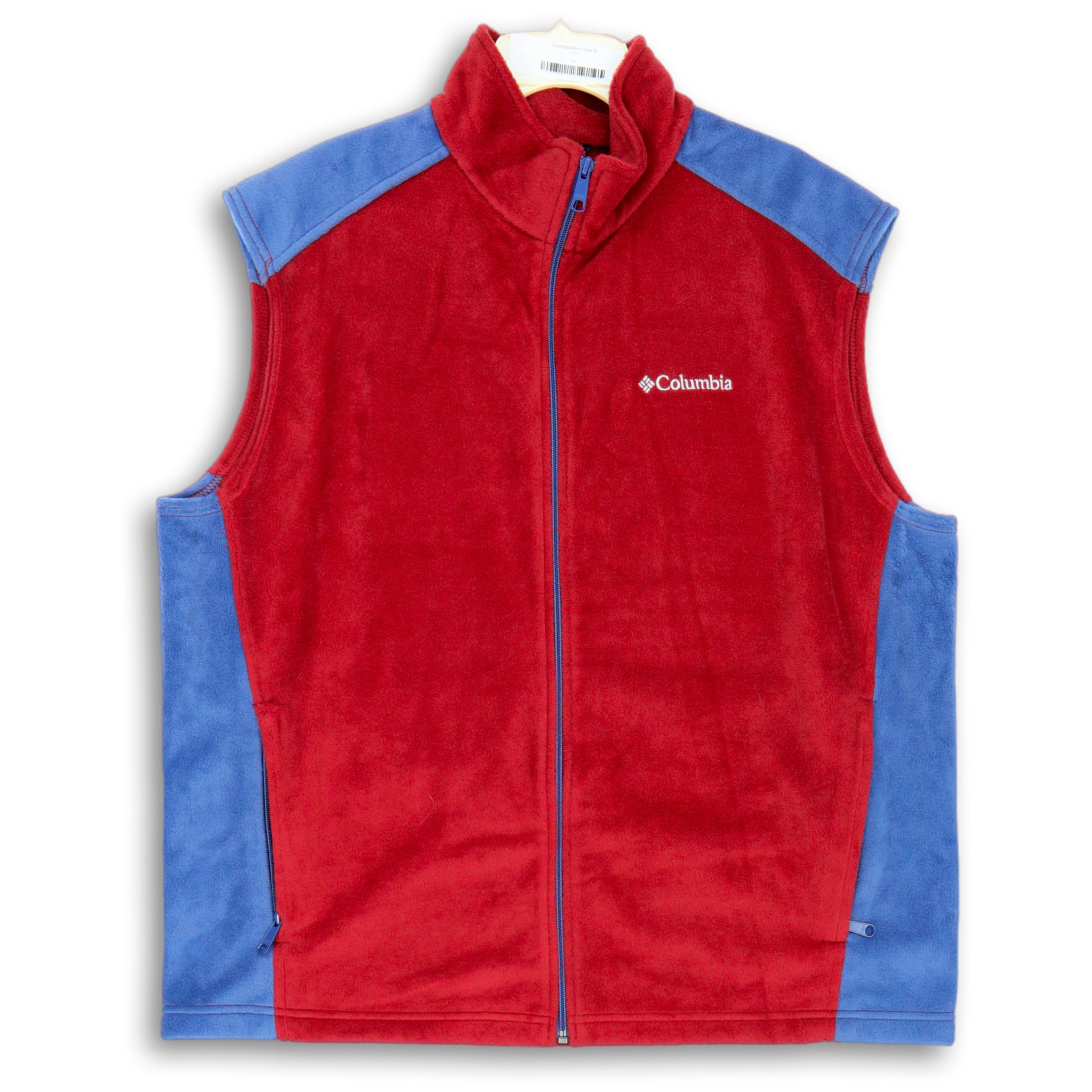 Buy Mens Red Blue Sleeveless Mock Neck Pockets Soft Fleece Full-Zip Vest Sz  XL for USD 37.79 | GoodwillFinds