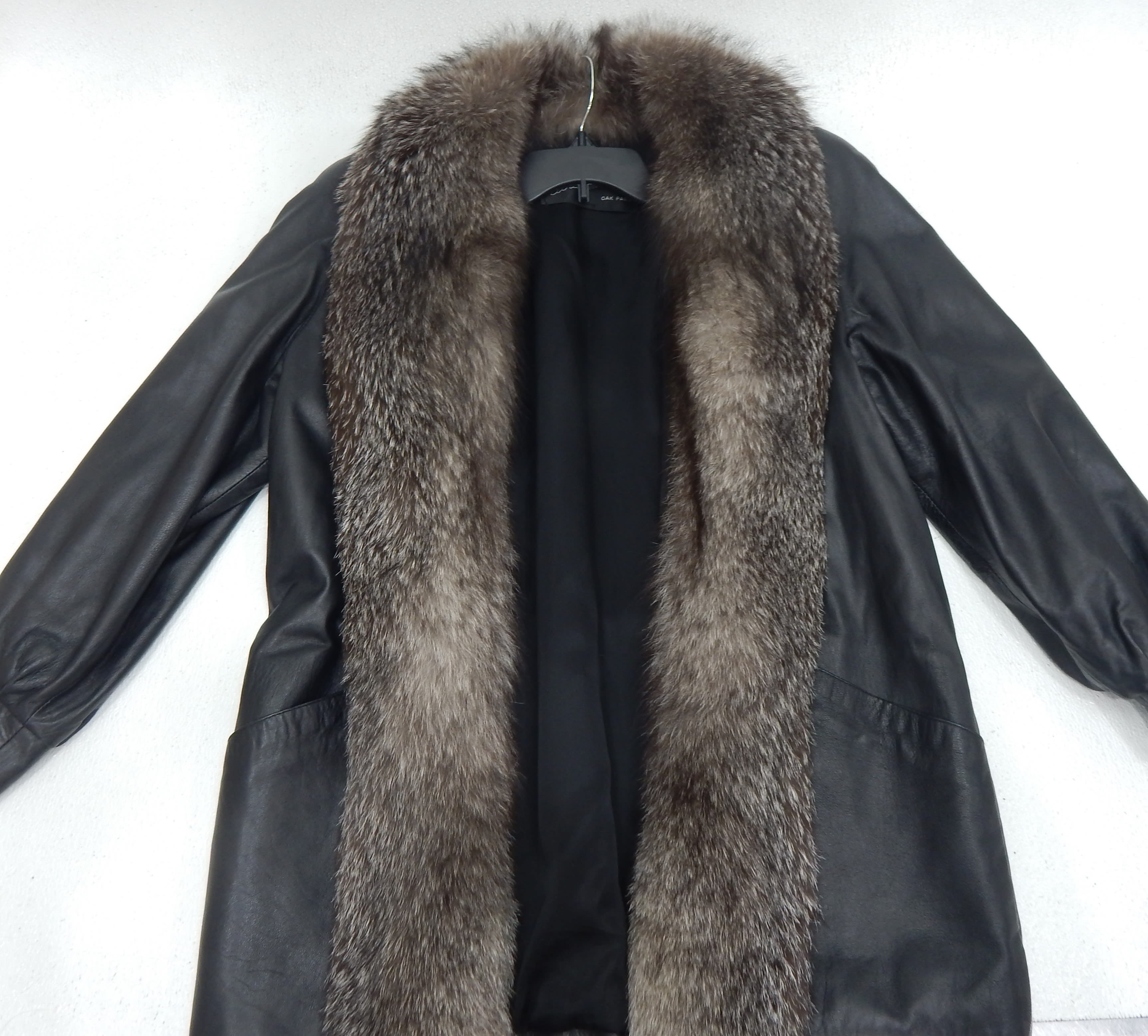 Buy the VNTG Abrahamson's Leather & Fox Fur Trim Women's Coat ...