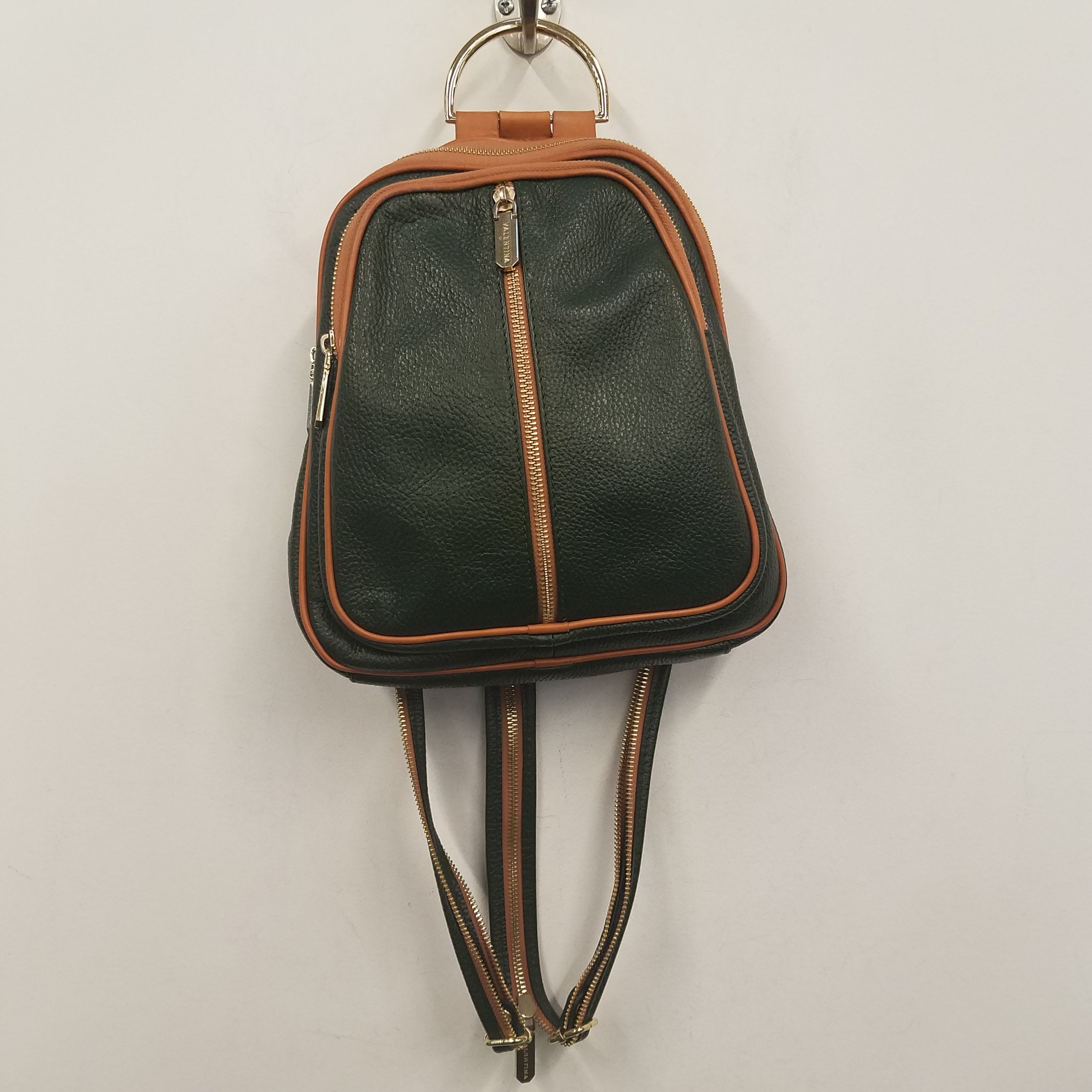 Buy the Valentina Pebbled Leather Backpack Forest Green