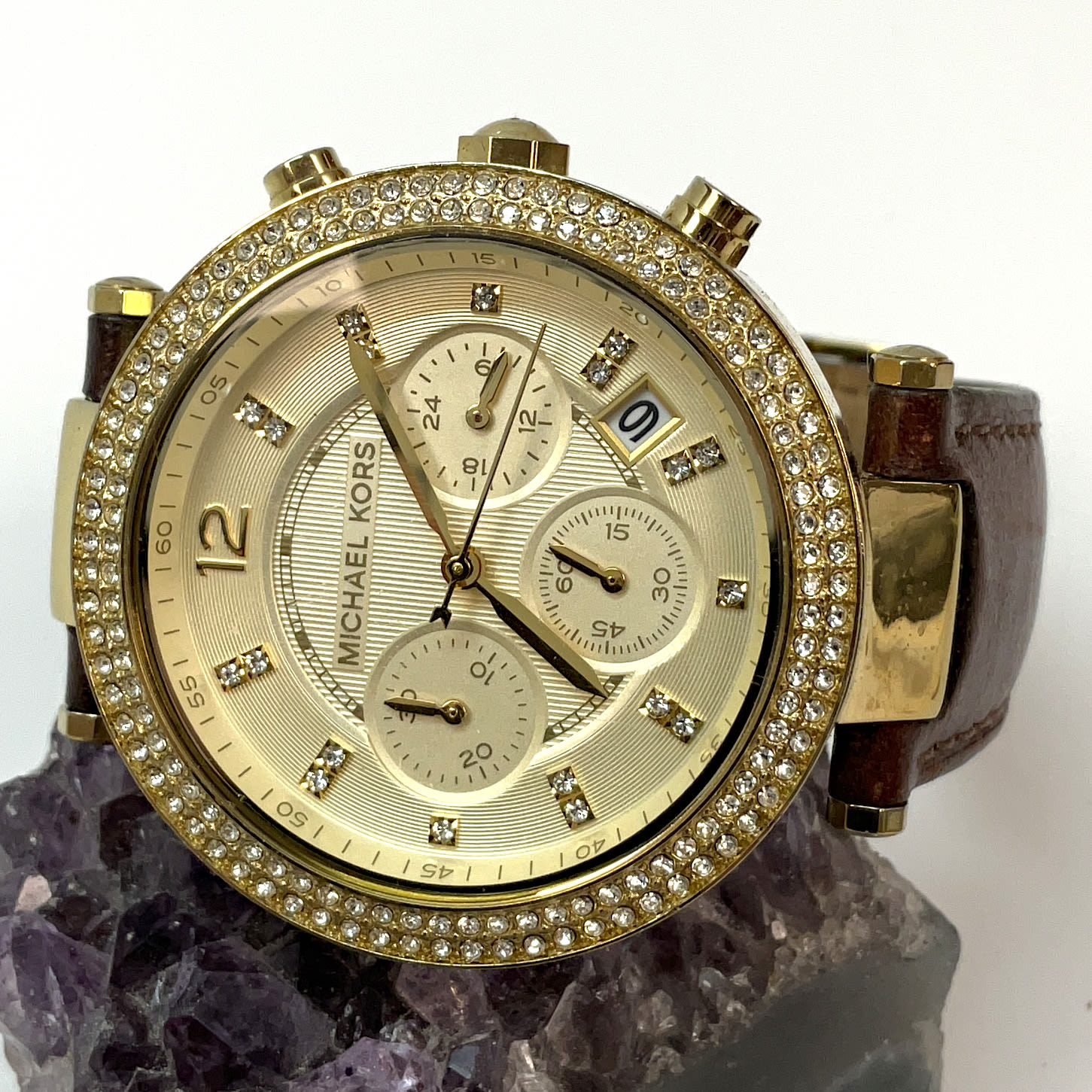 Buy the Designer Michael Kors MK 2249 Gold Tone Chronograph Date